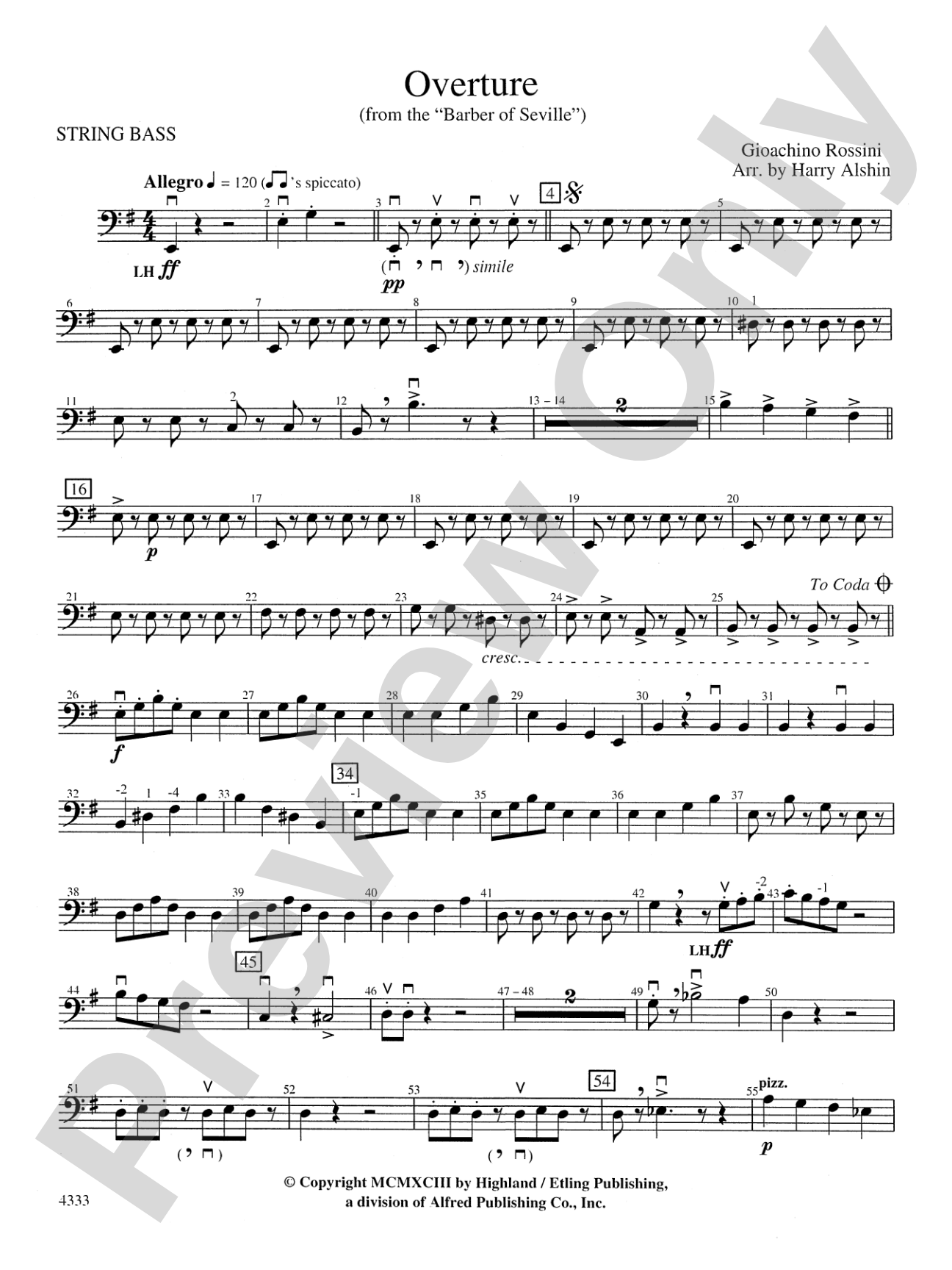 Overture from the Barber of Seville: String Bass