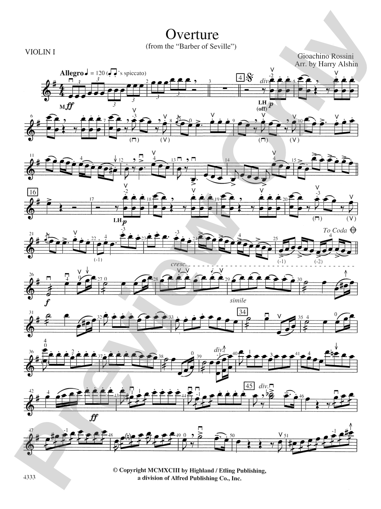 Overture from the Barber of Seville: 1st Violin
