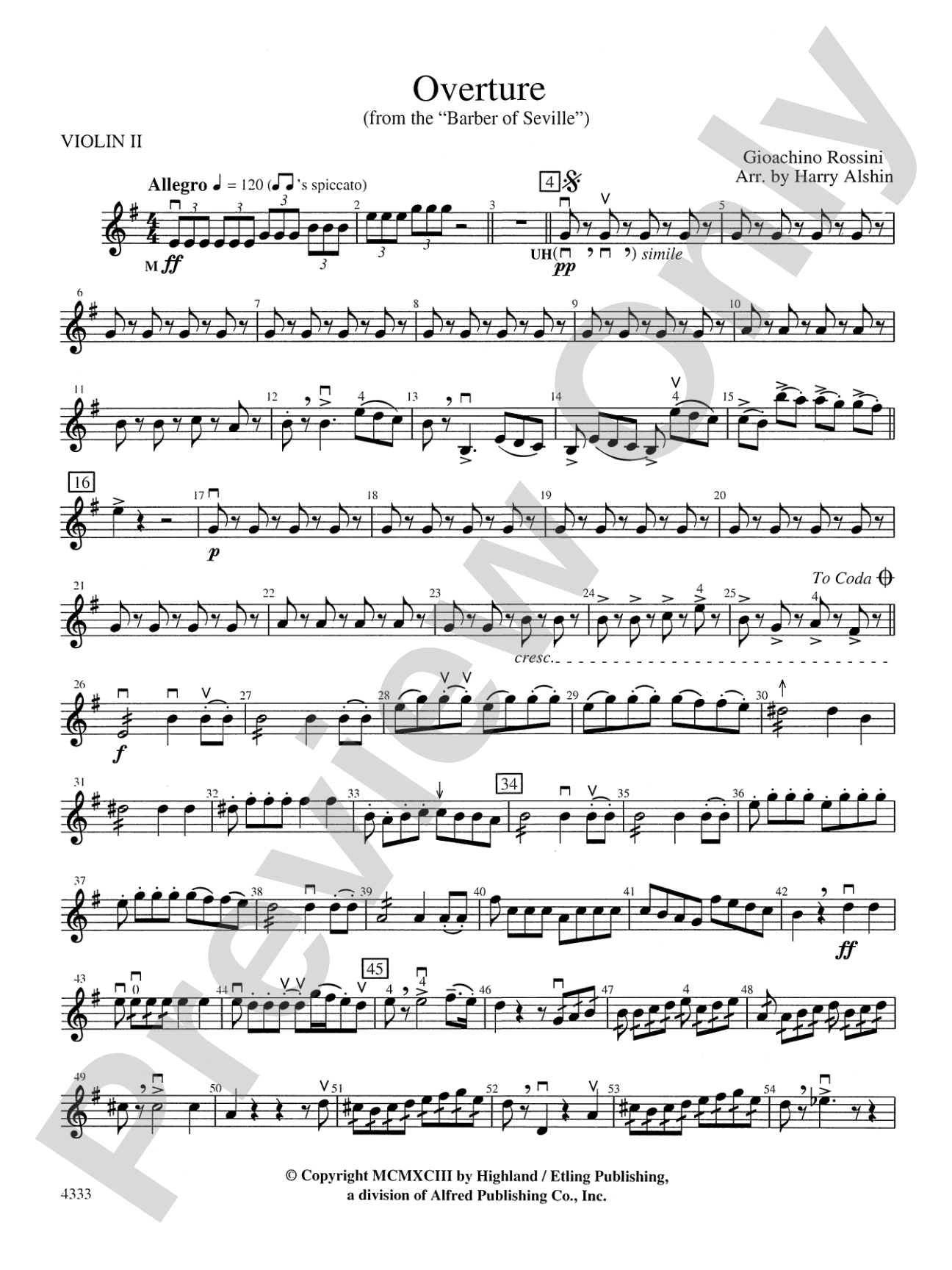 Overture from the Barber of Seville: 2nd Violin