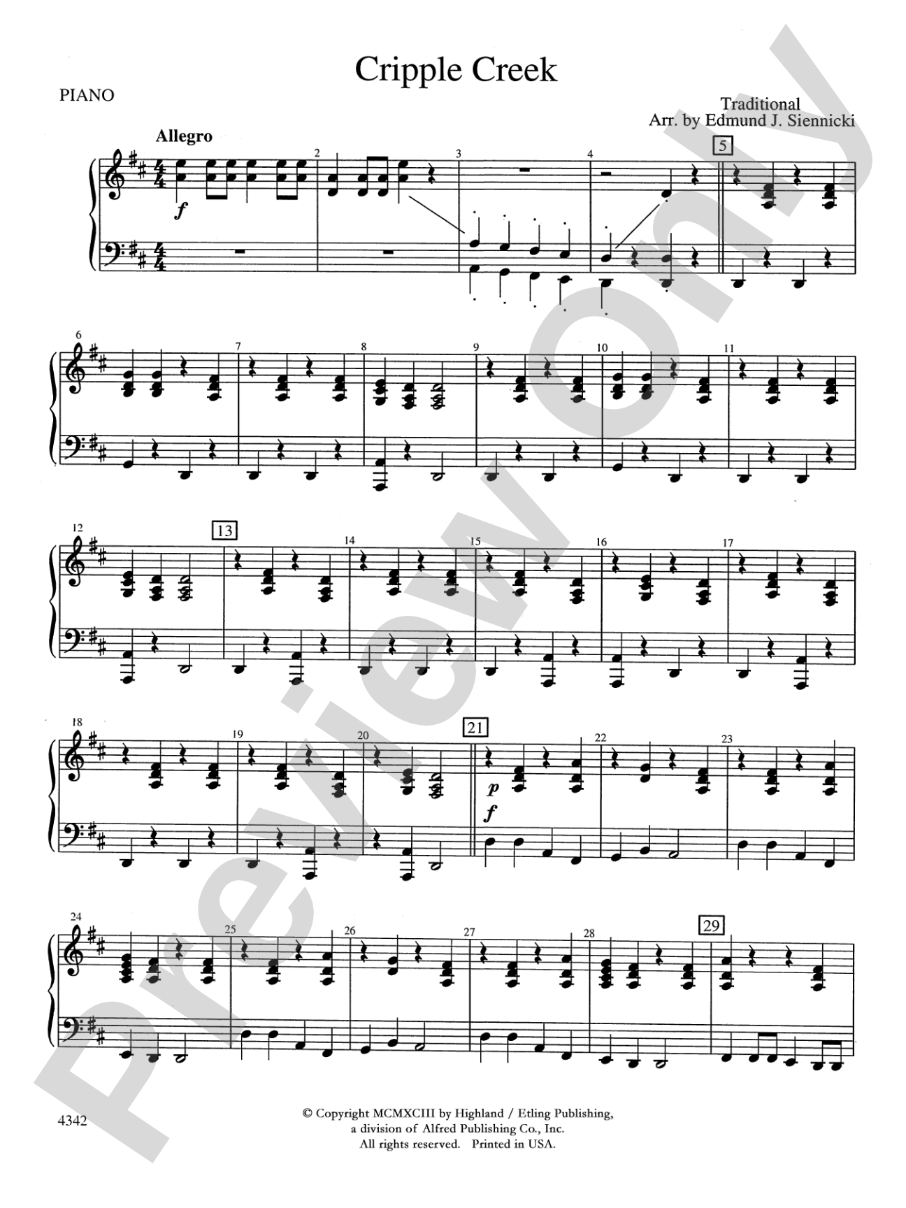 Cripple Creek: Piano Accompaniment