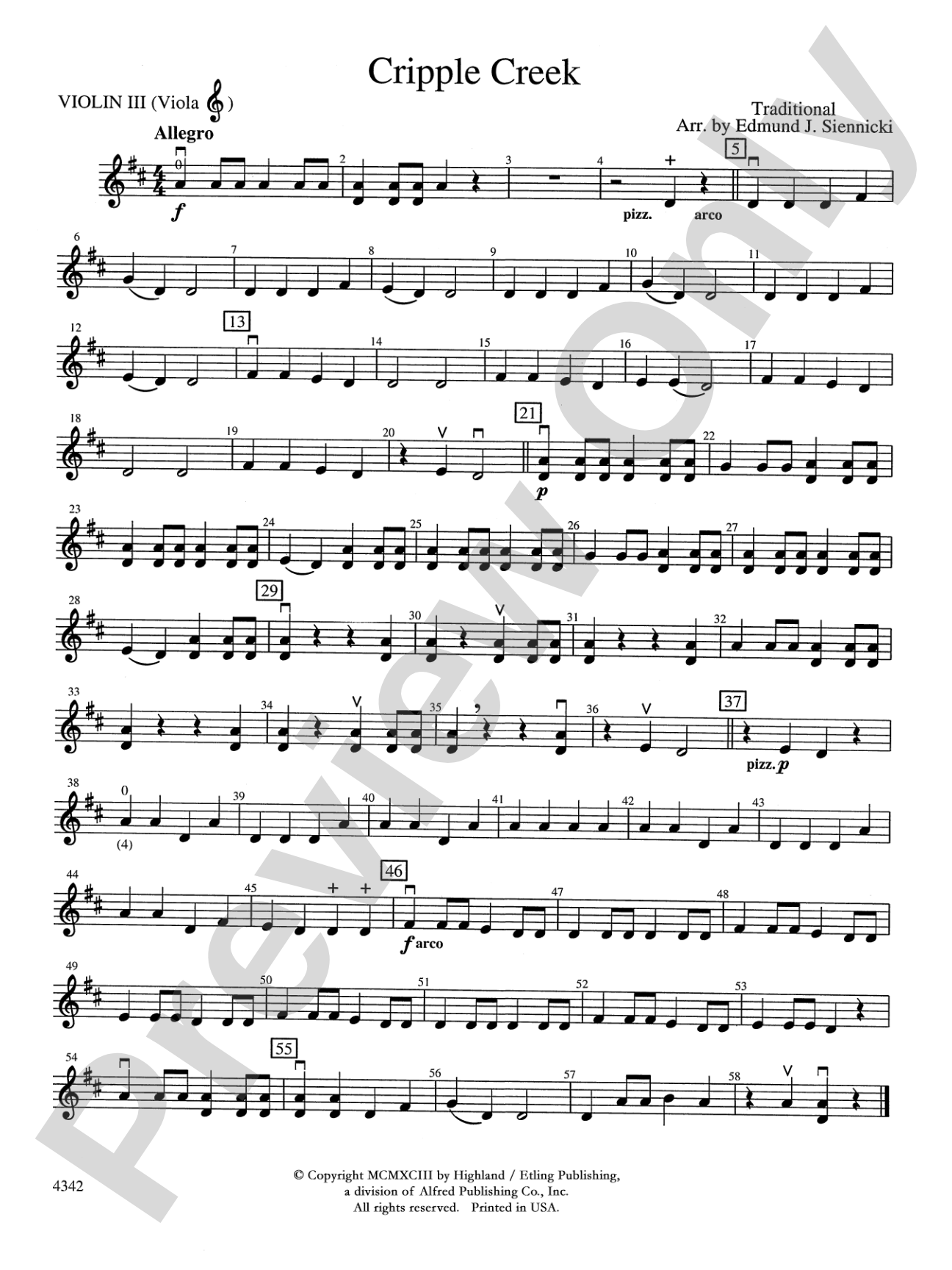 Cripple Creek: 3rd Violin (Viola [TC])