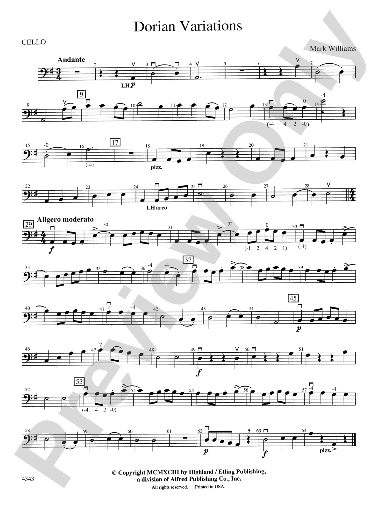 Dorian Variations: Cello