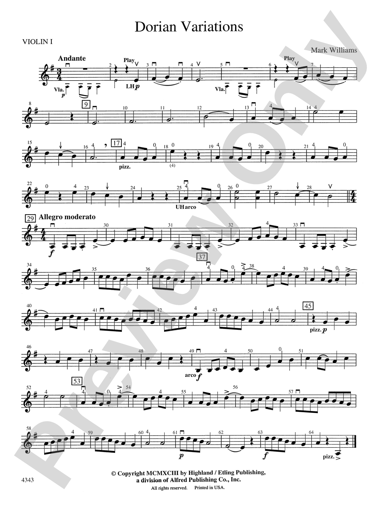 Dorian Variations: 1st Violin
