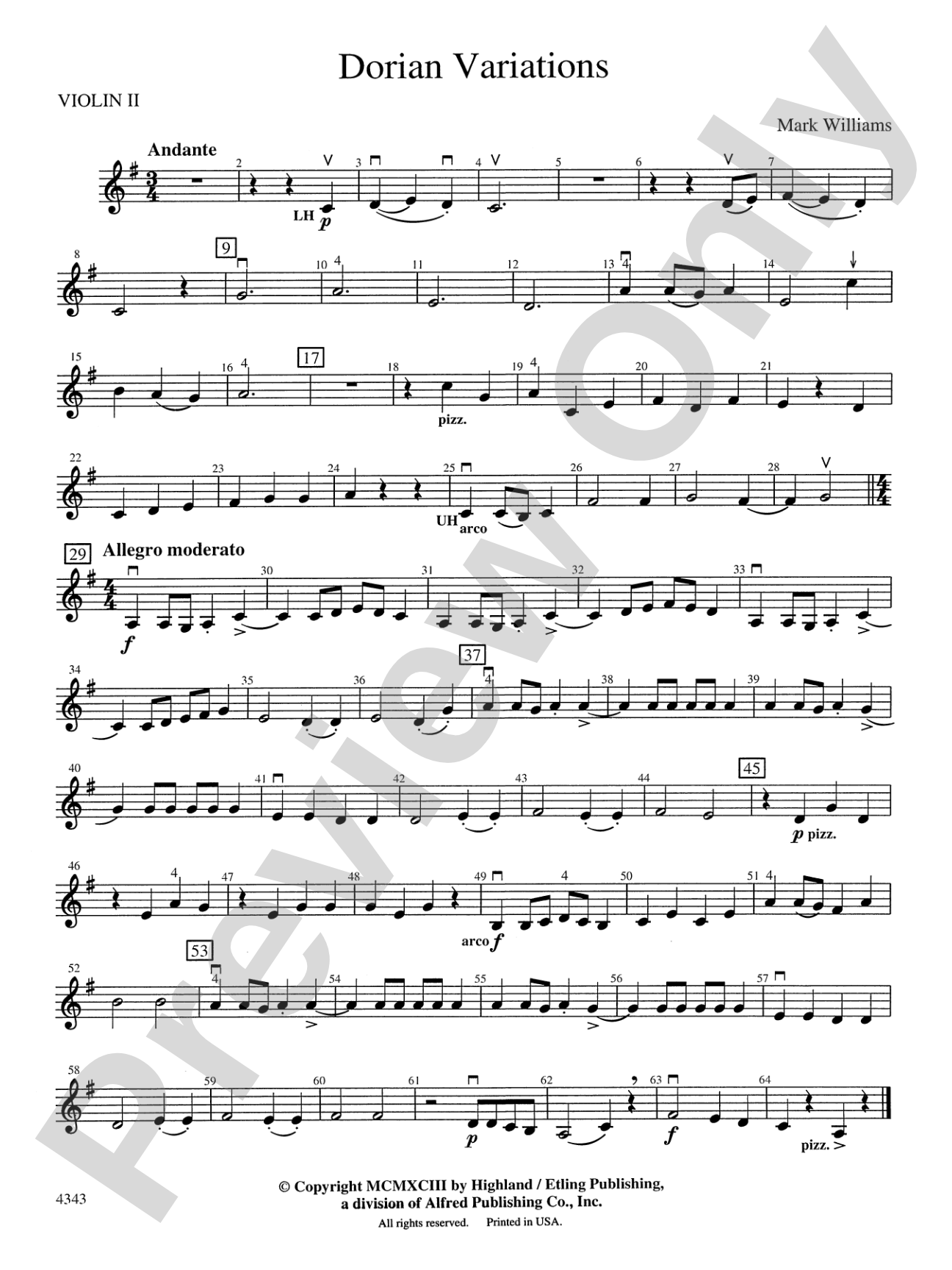 Dorian Variations: 2nd Violin