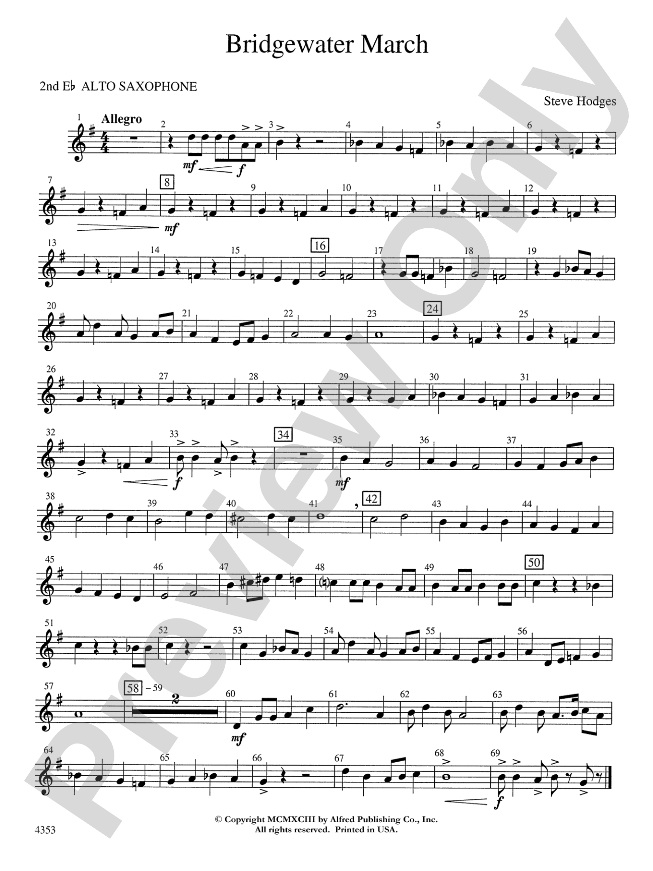 Bridgewater March: 2nd E-flat Alto Saxophone