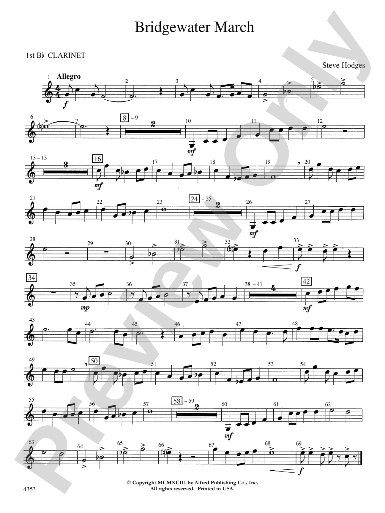 Bridgewater March: 1st B-flat Clarinet