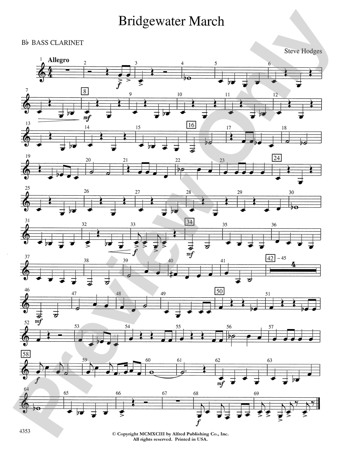 Bridgewater March: B-flat Bass Clarinet