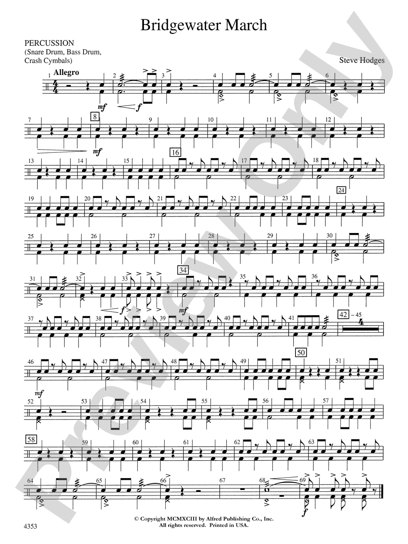 Bridgewater March: 1st Percussion