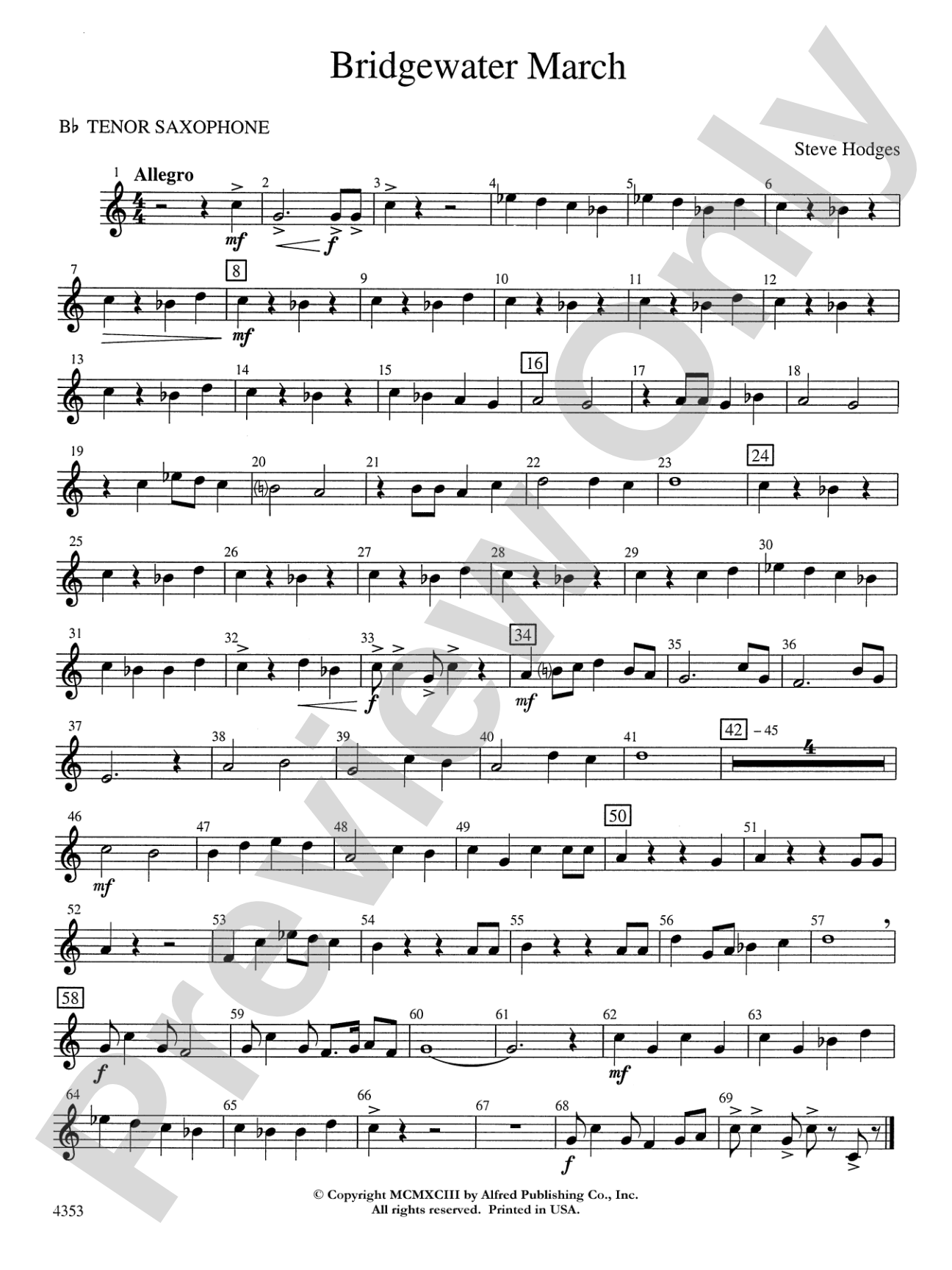 Bridgewater March: B-flat Tenor Saxophone