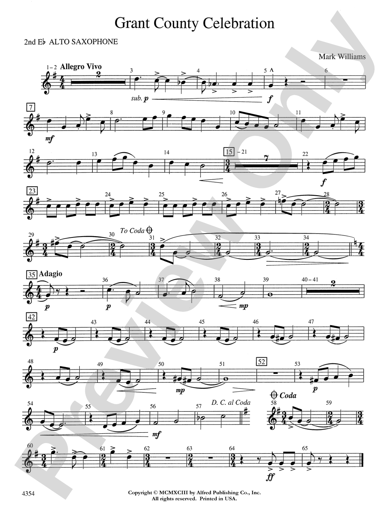 Grant County Celebration: 2nd E-flat Alto Saxophone