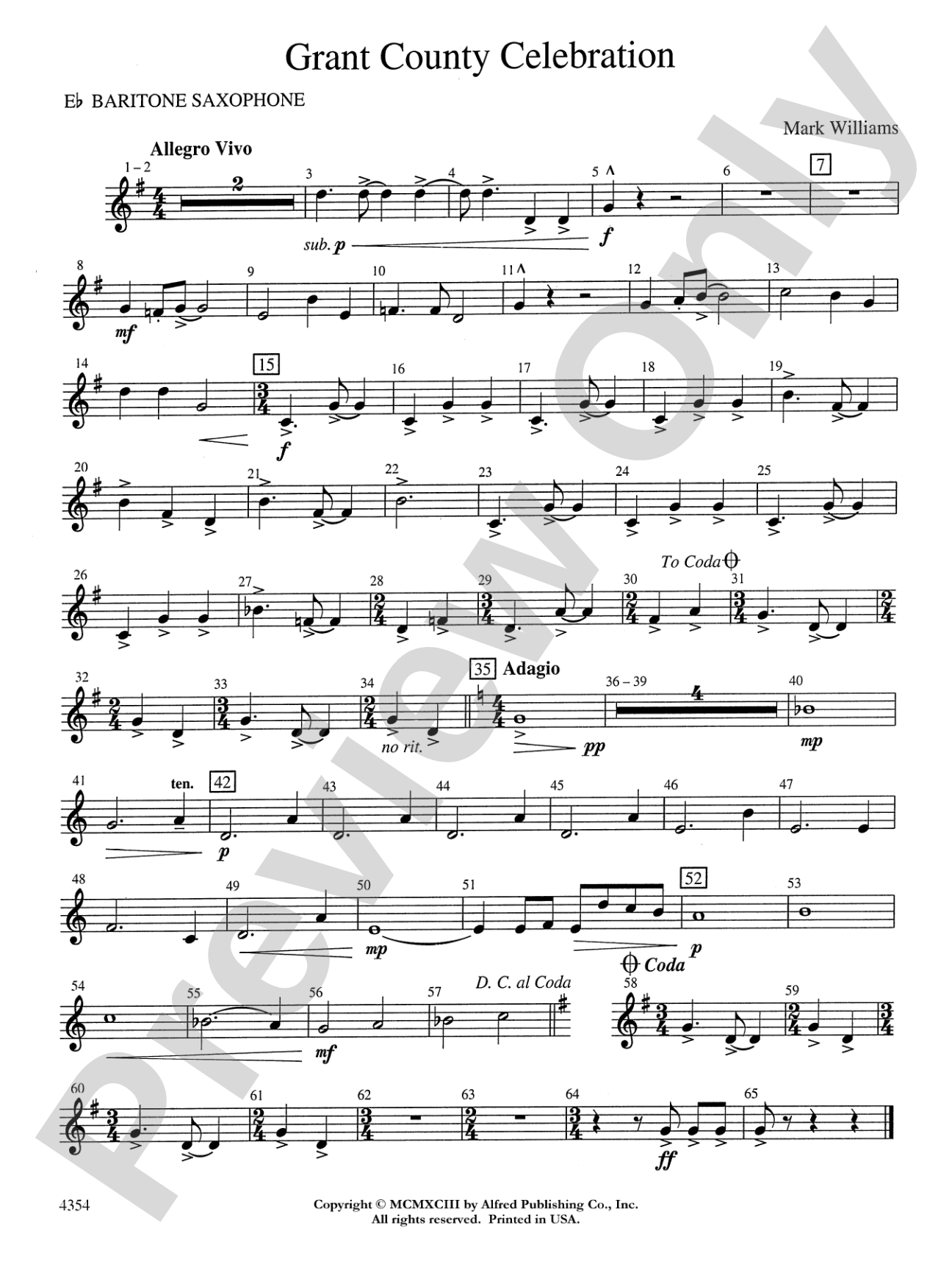 Grant County Celebration: E-flat Baritone Saxophone