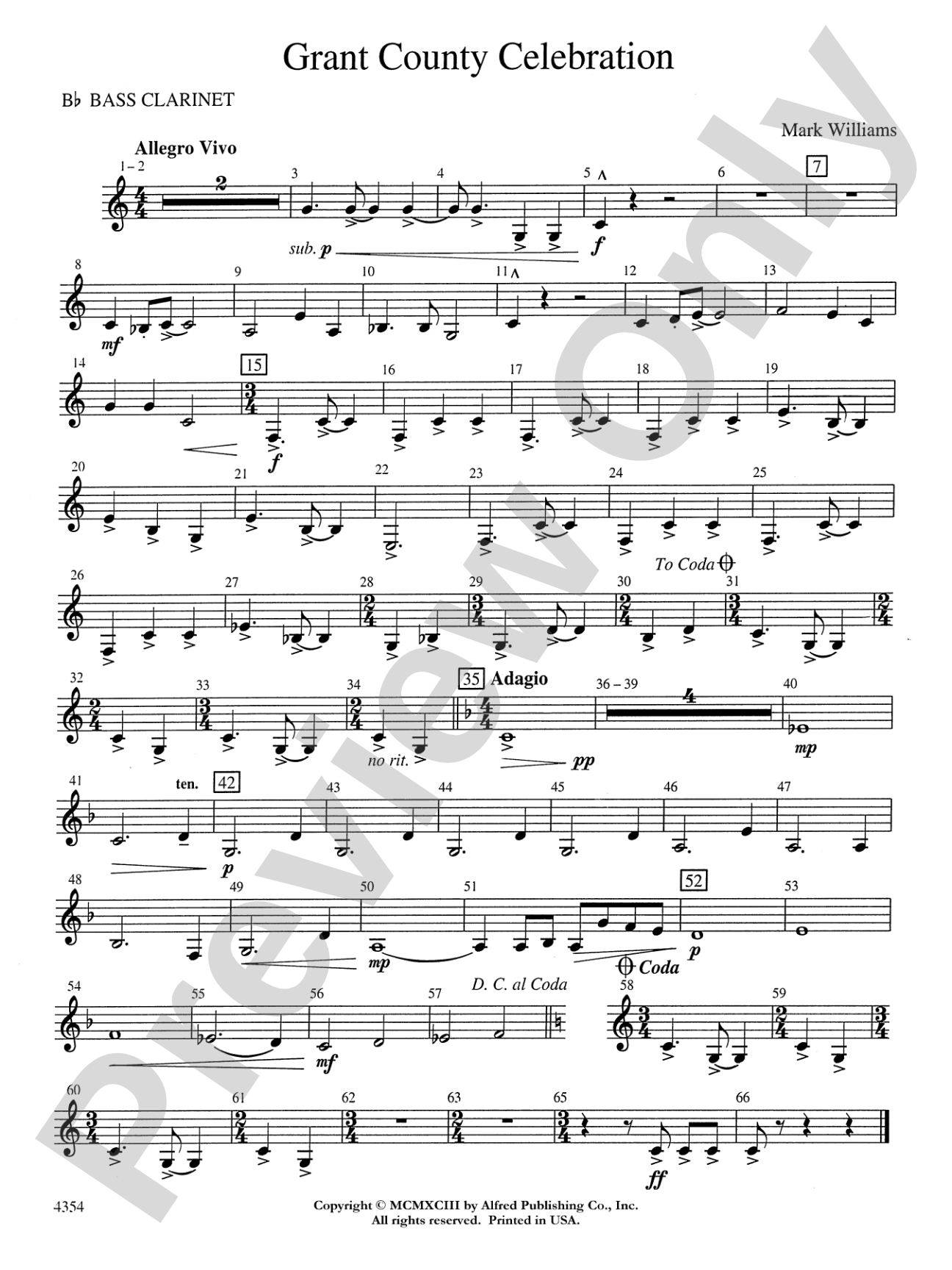 Grant County Celebration: B-flat Bass Clarinet