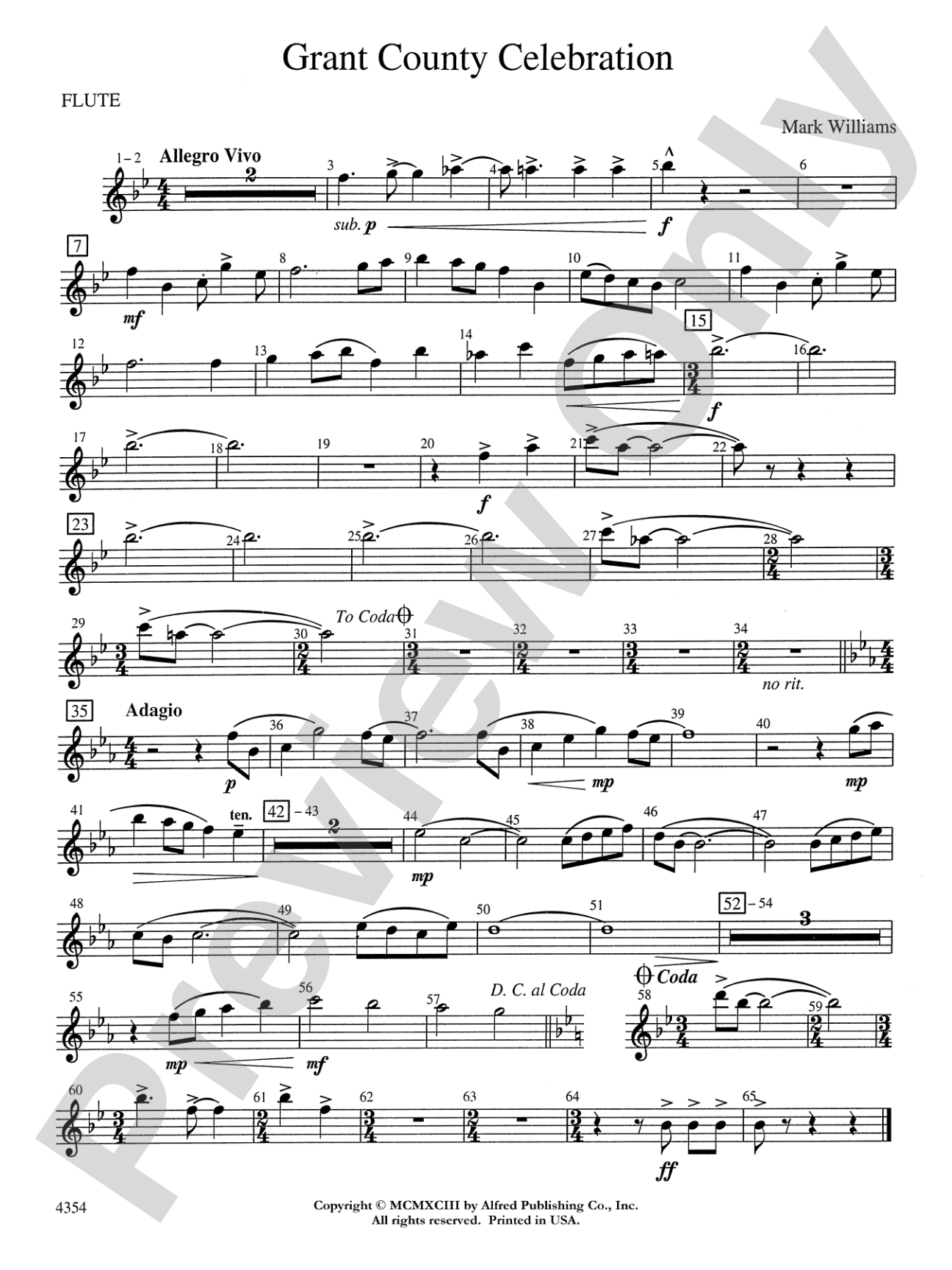 Grant County Celebration: Flute
