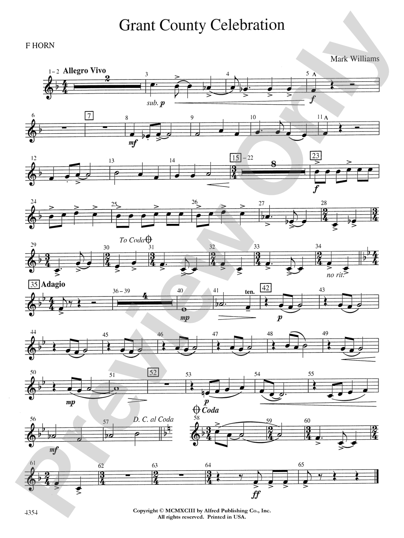 Grant County Celebration: 1st F Horn