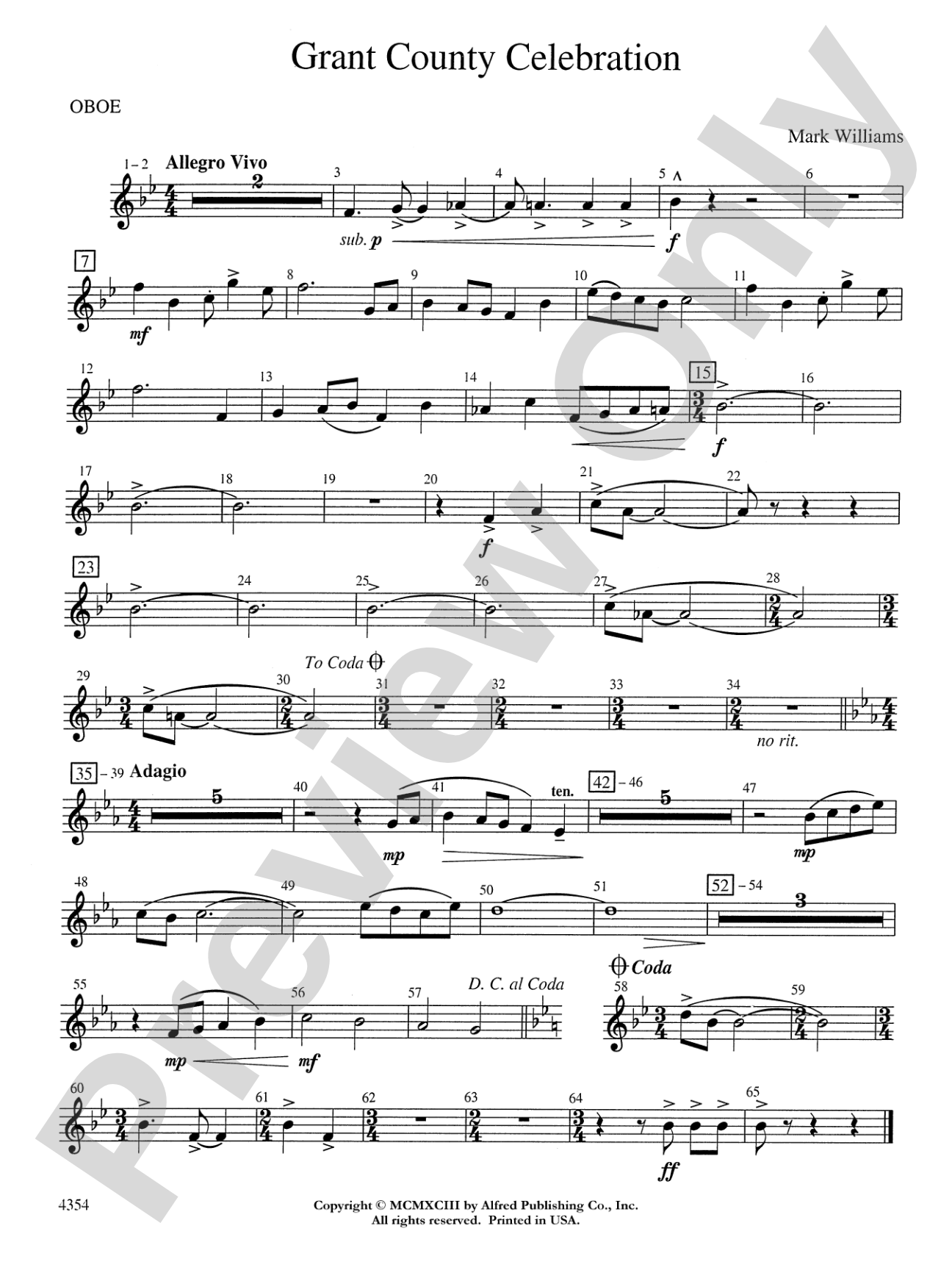 Grant County Celebration: Oboe