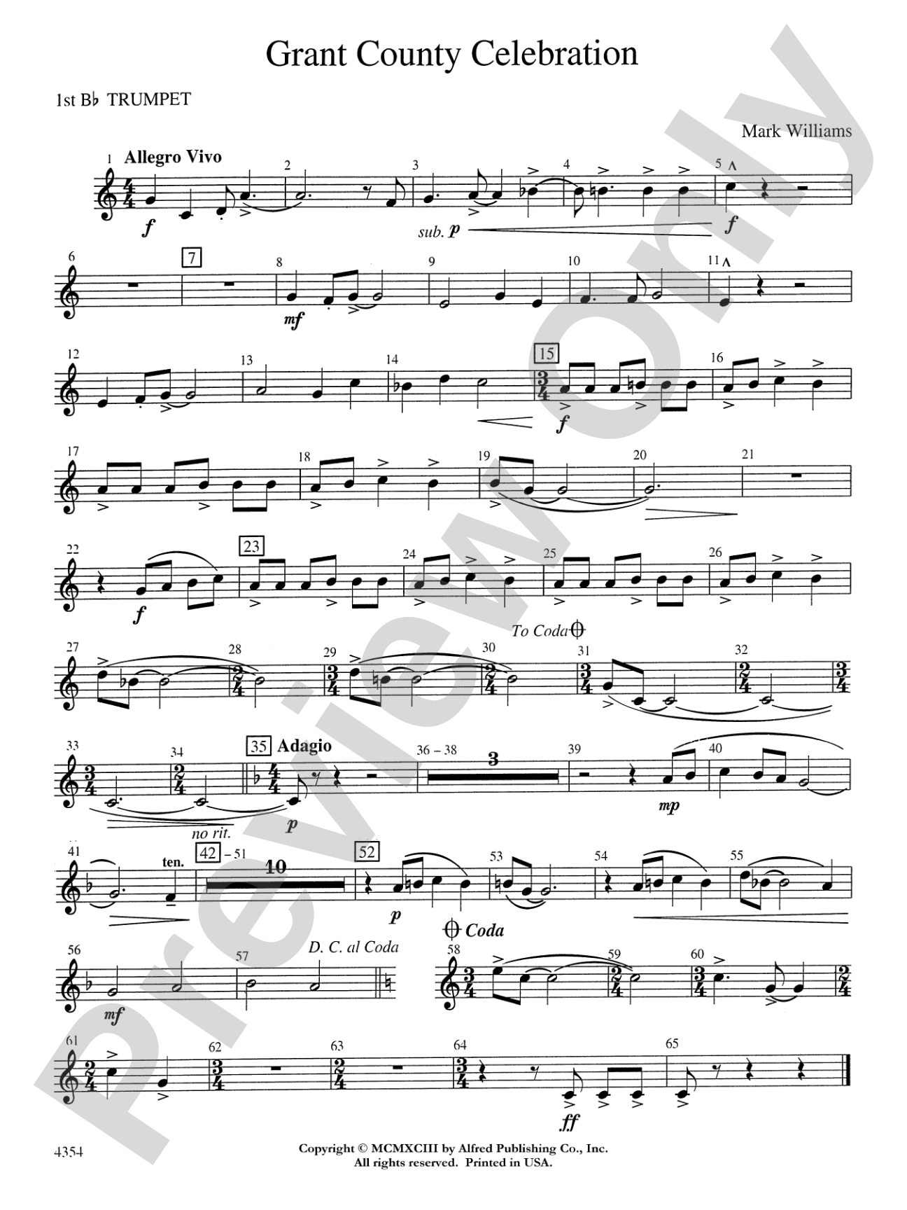 Grant County Celebration: 1st B-flat Trumpet