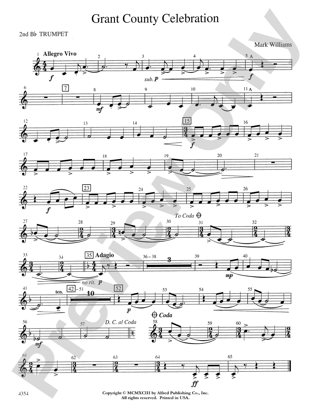 Grant County Celebration: 2nd B-flat Trumpet