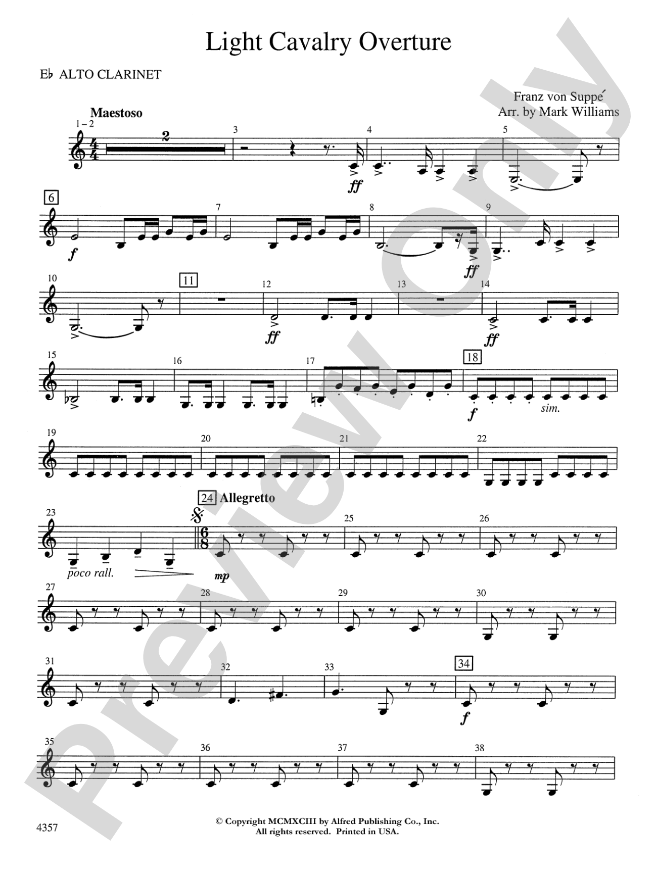 Light Cavalry Overture: E-flat Alto Clarinet