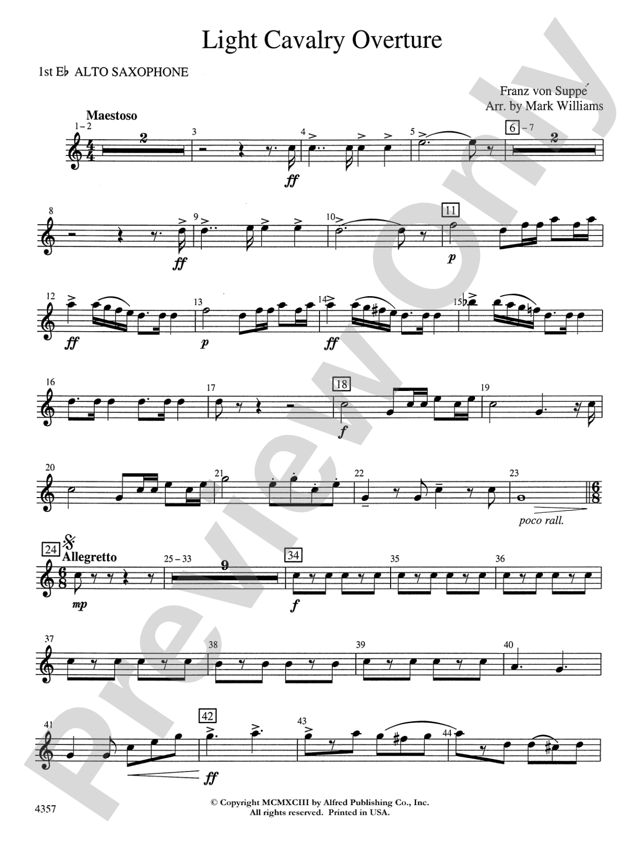 Light Cavalry Overture: E-flat Alto Saxophone
