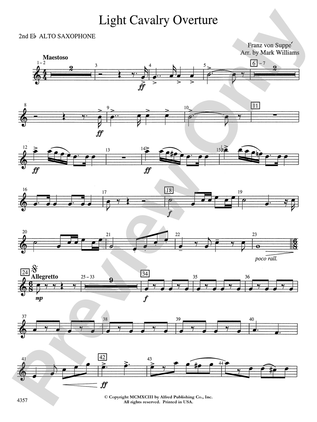 Light Cavalry Overture: 2nd E-flat Alto Saxophone