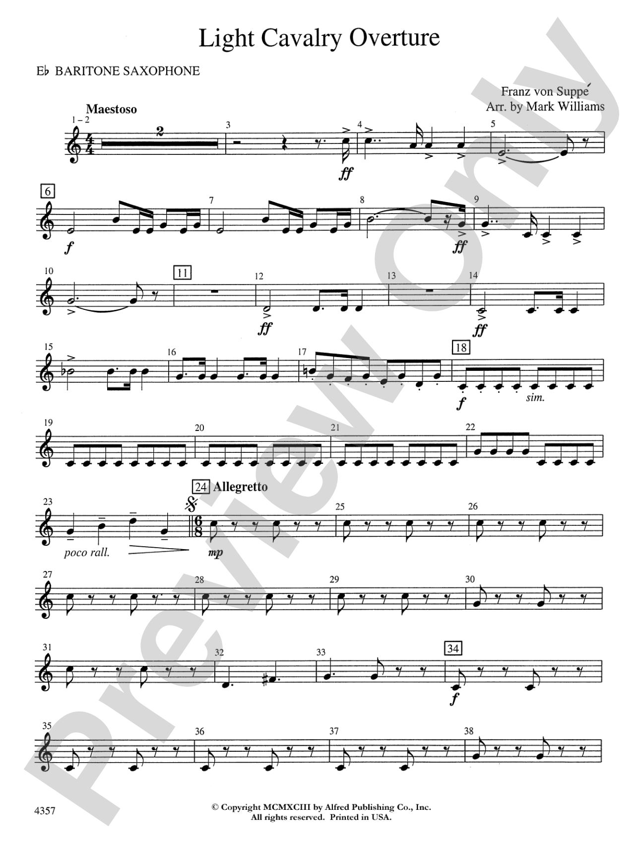 Light Cavalry Overture: E-flat Baritone Saxophone