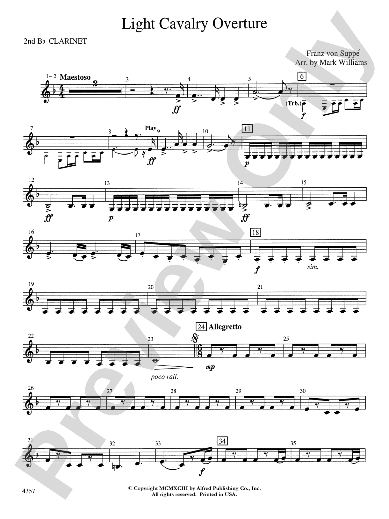 Light Cavalry Overture: 2nd B-flat Clarinet