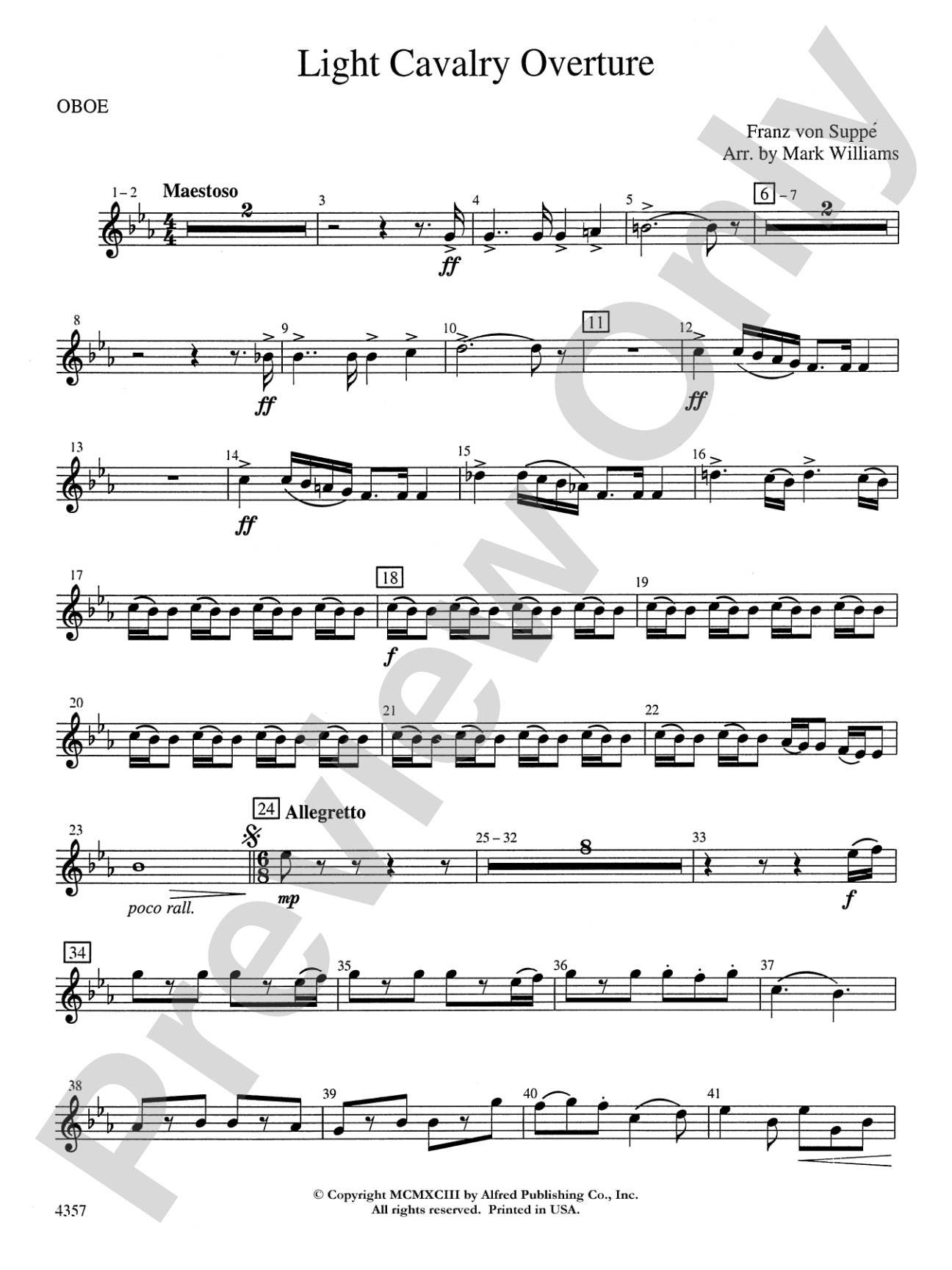 Light Cavalry Overture: Oboe