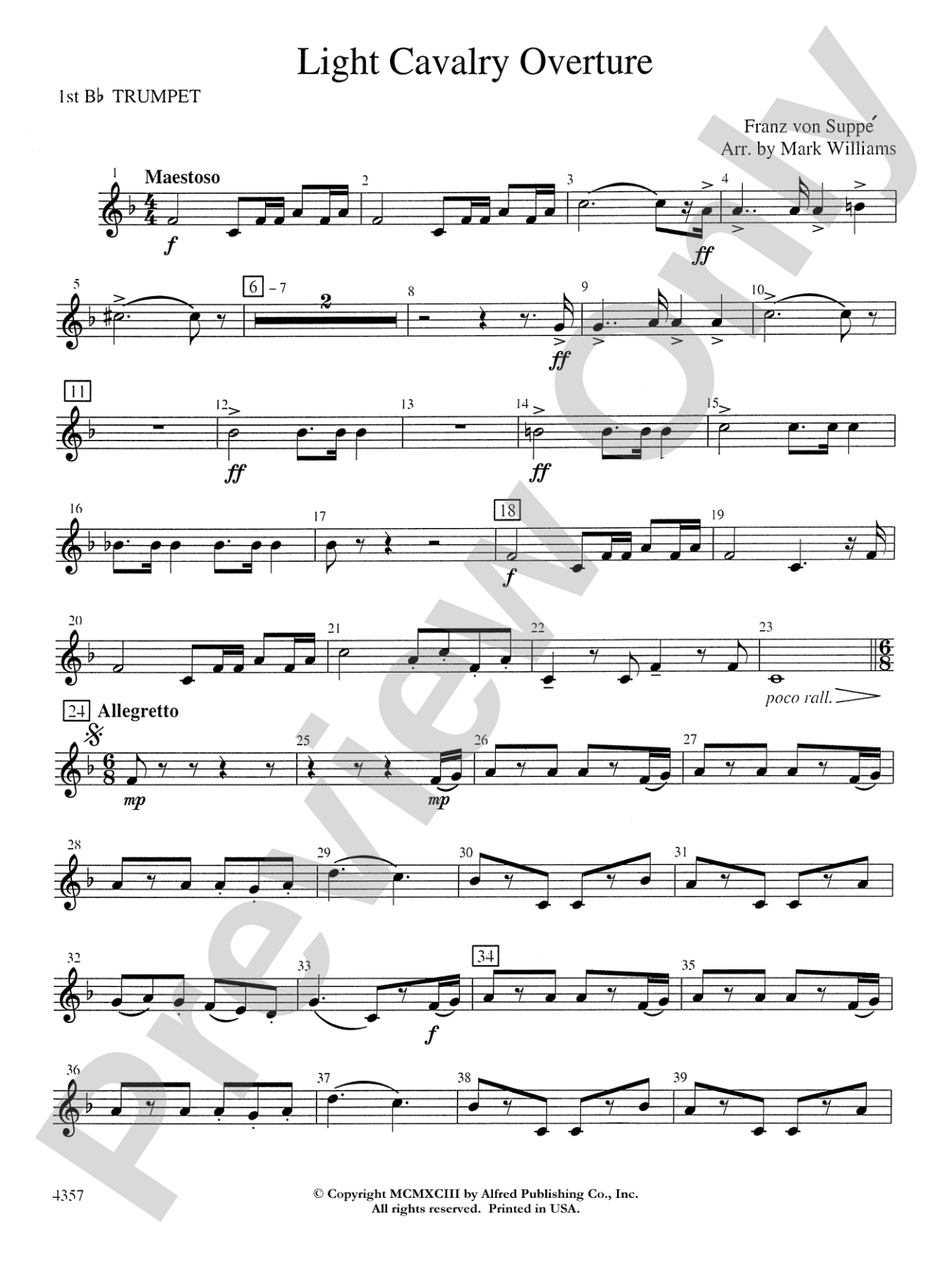 Light Cavalry Overture: 1st B-flat Trumpet