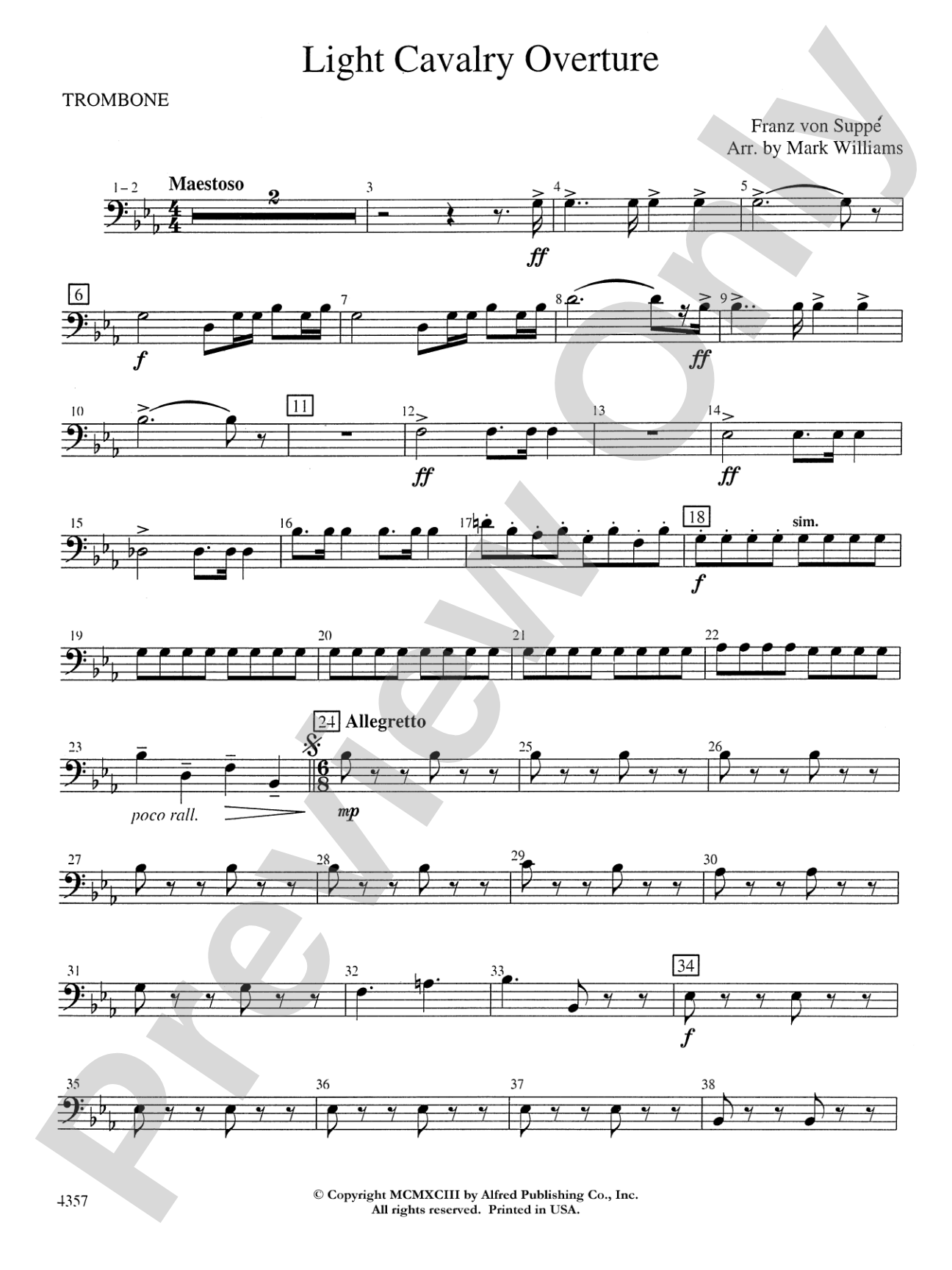 Light Cavalry Overture: 1st Trombone