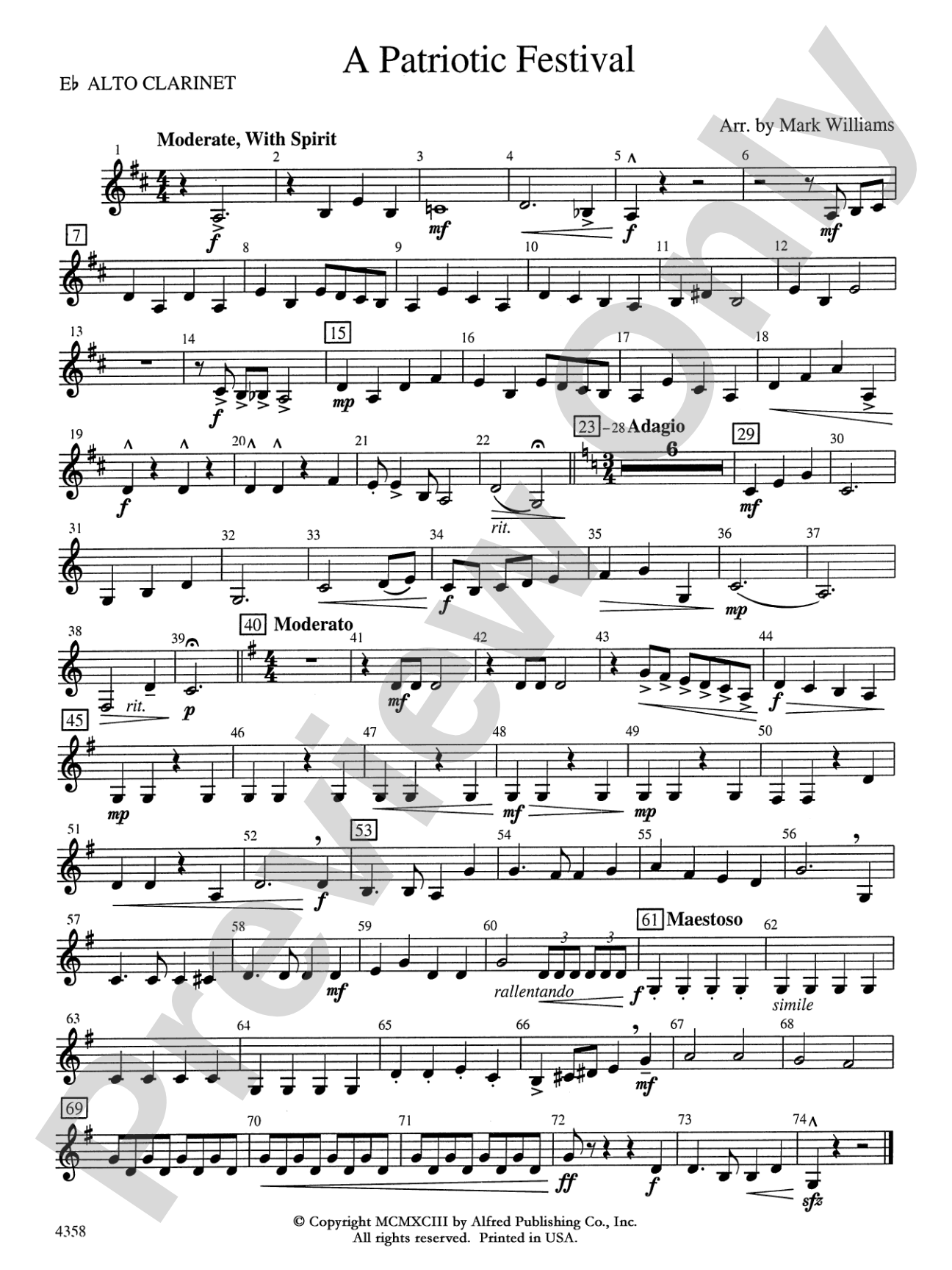 A Patriotic Festival: E-flat Alto Clarinet