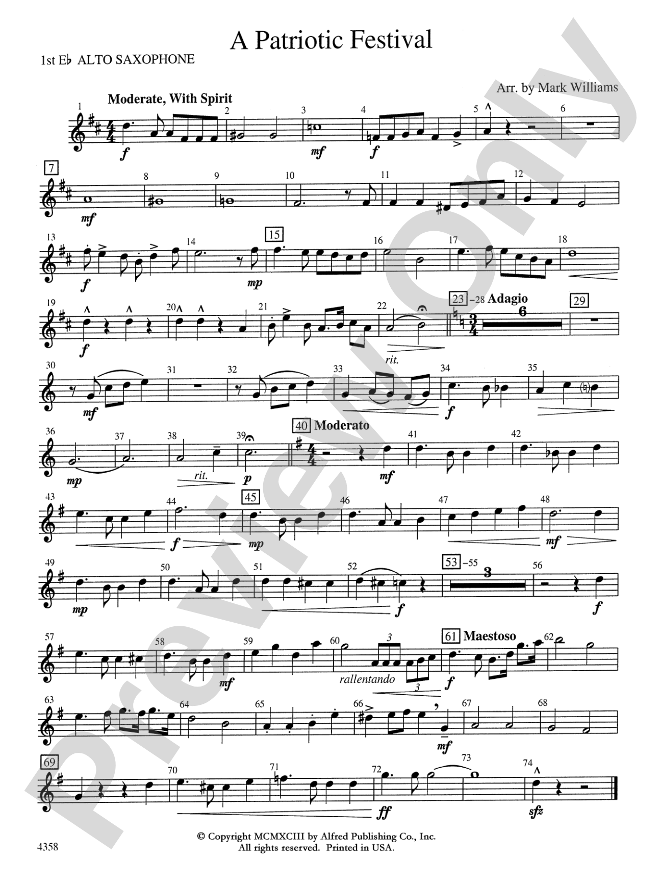 A Patriotic Festival: E-flat Alto Saxophone