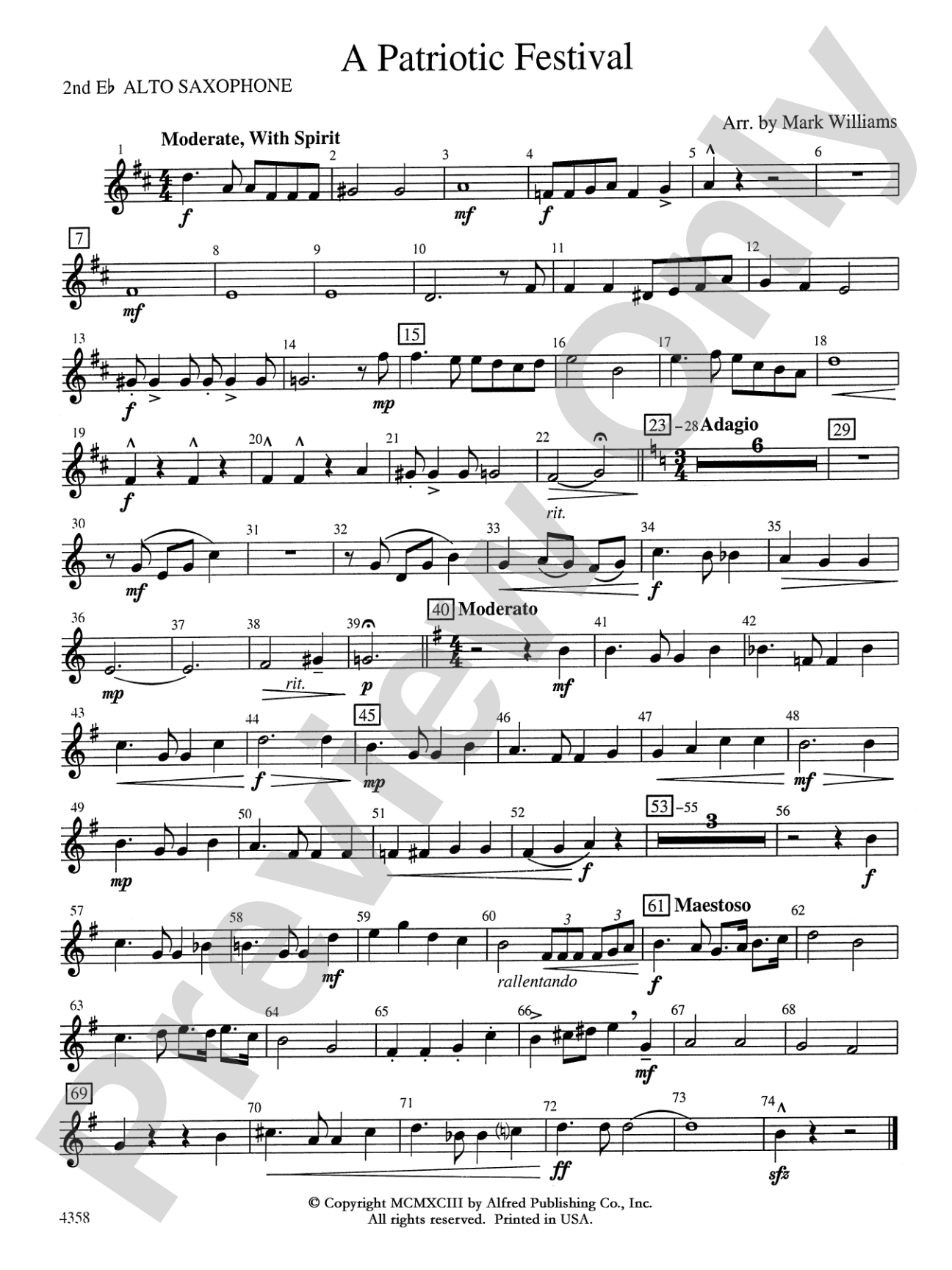 A Patriotic Festival: 2nd E-flat Alto Saxophone