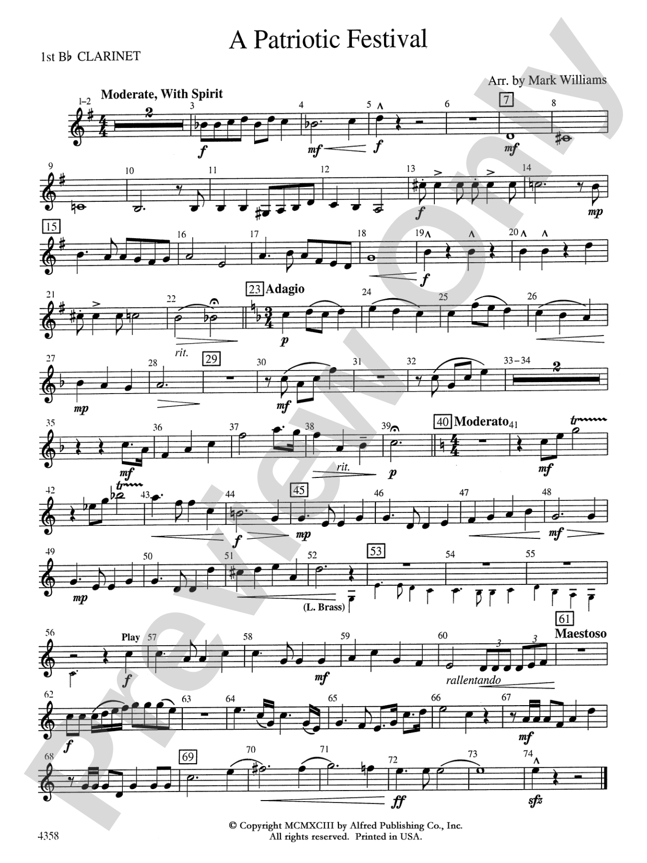 A Patriotic Festival: 1st B-flat Clarinet
