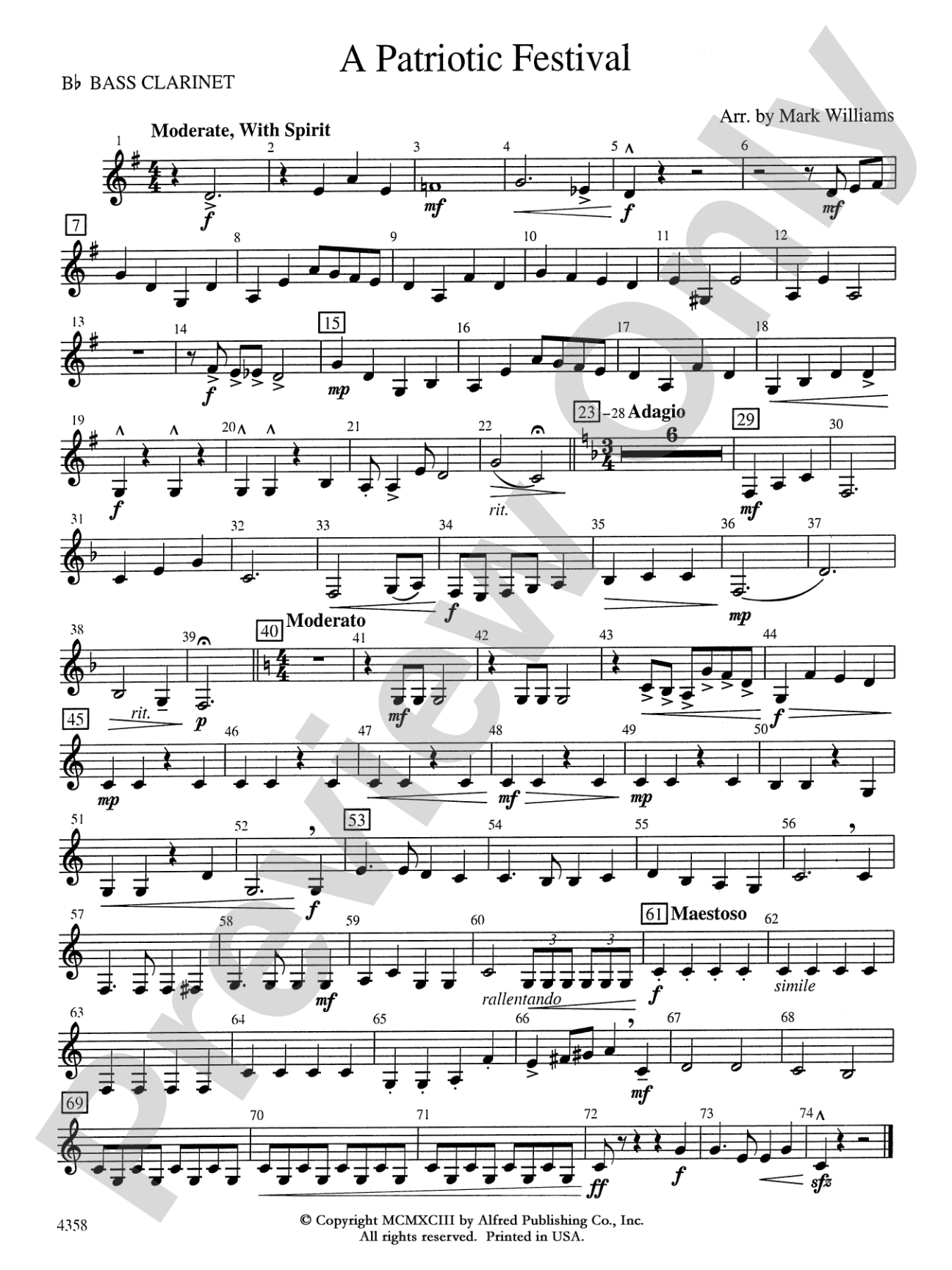 A Patriotic Festival: B-flat Bass Clarinet