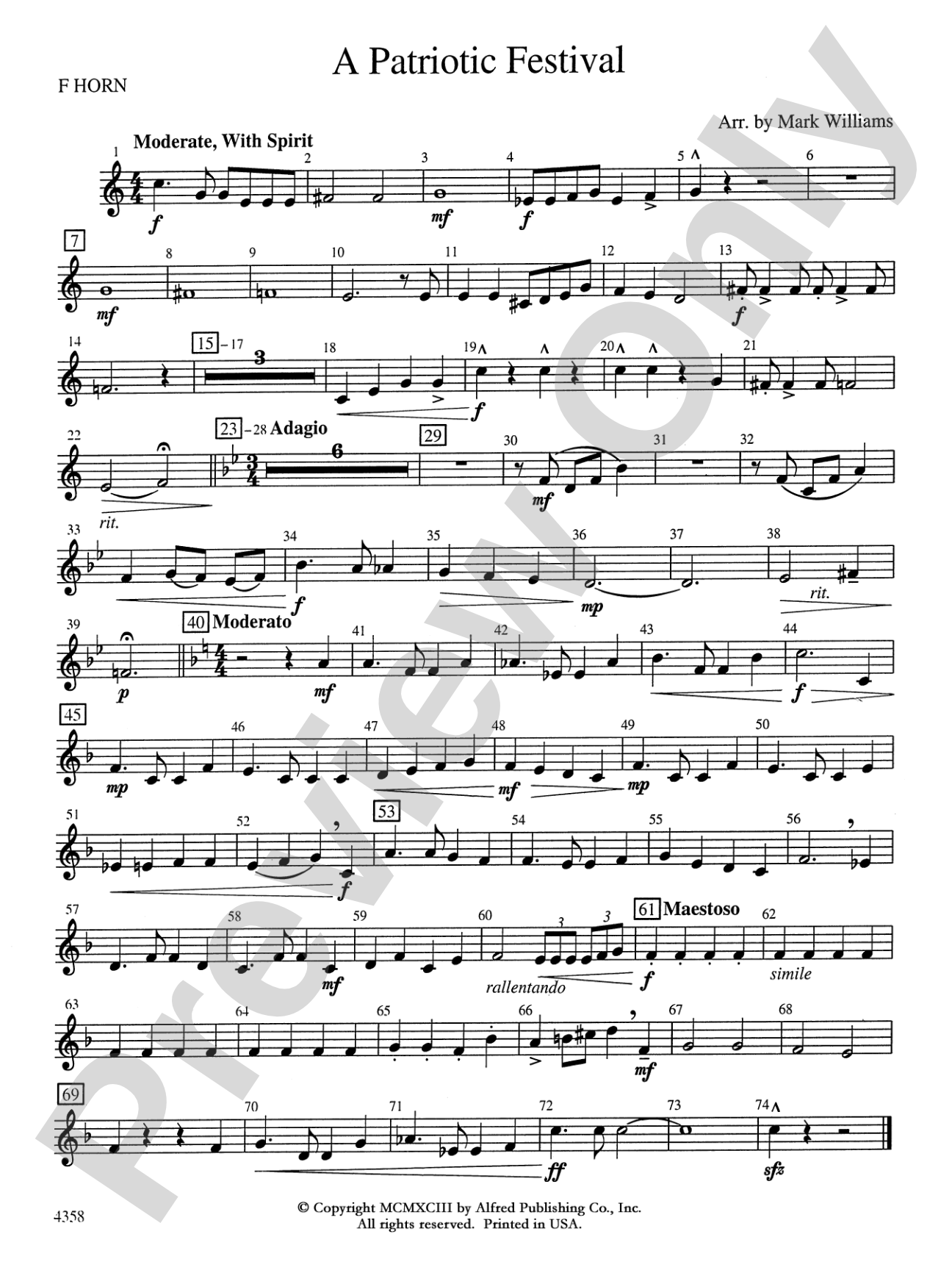 A Patriotic Festival: 1st F Horn