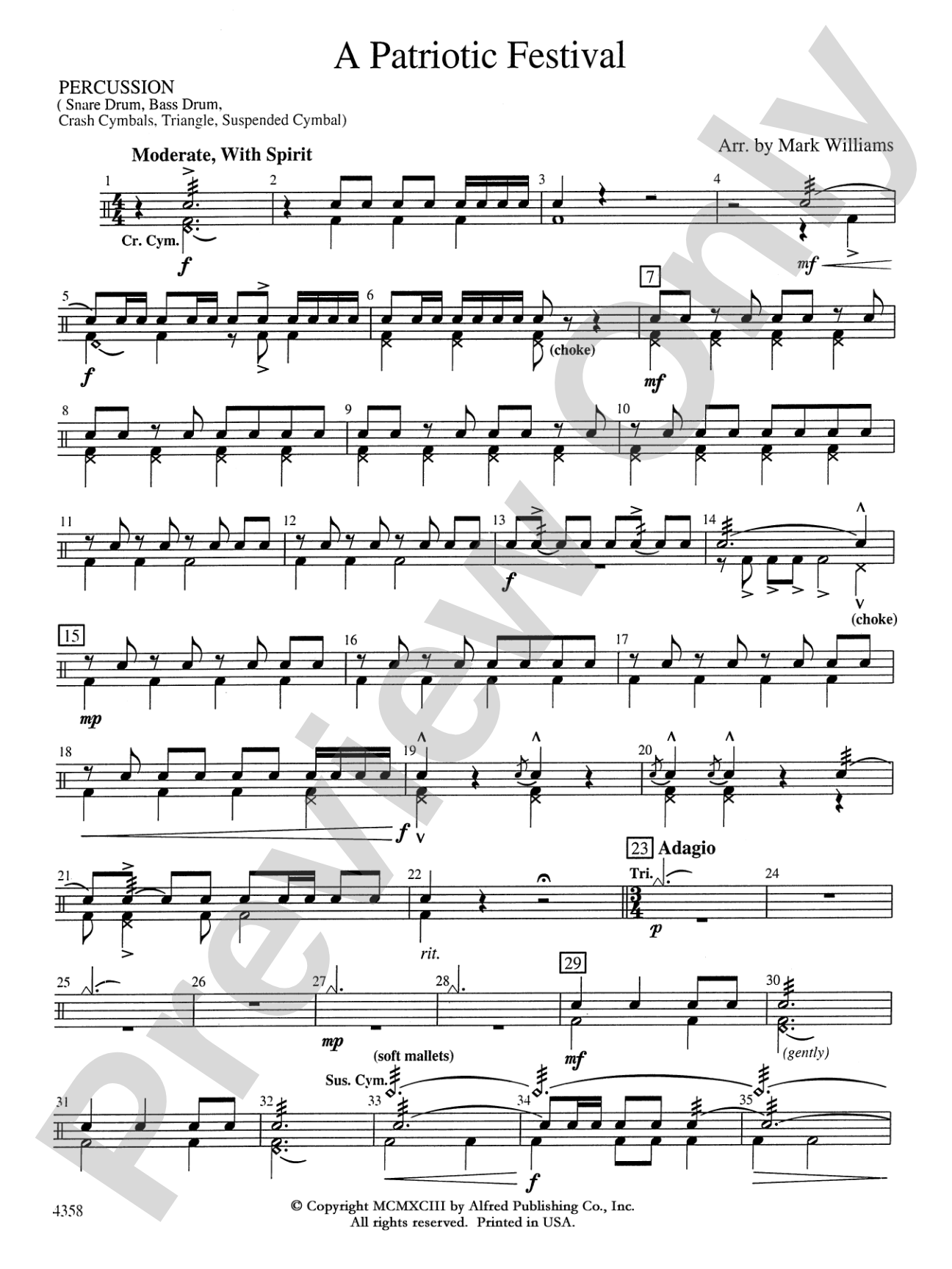 A Patriotic Festival: 1st Percussion