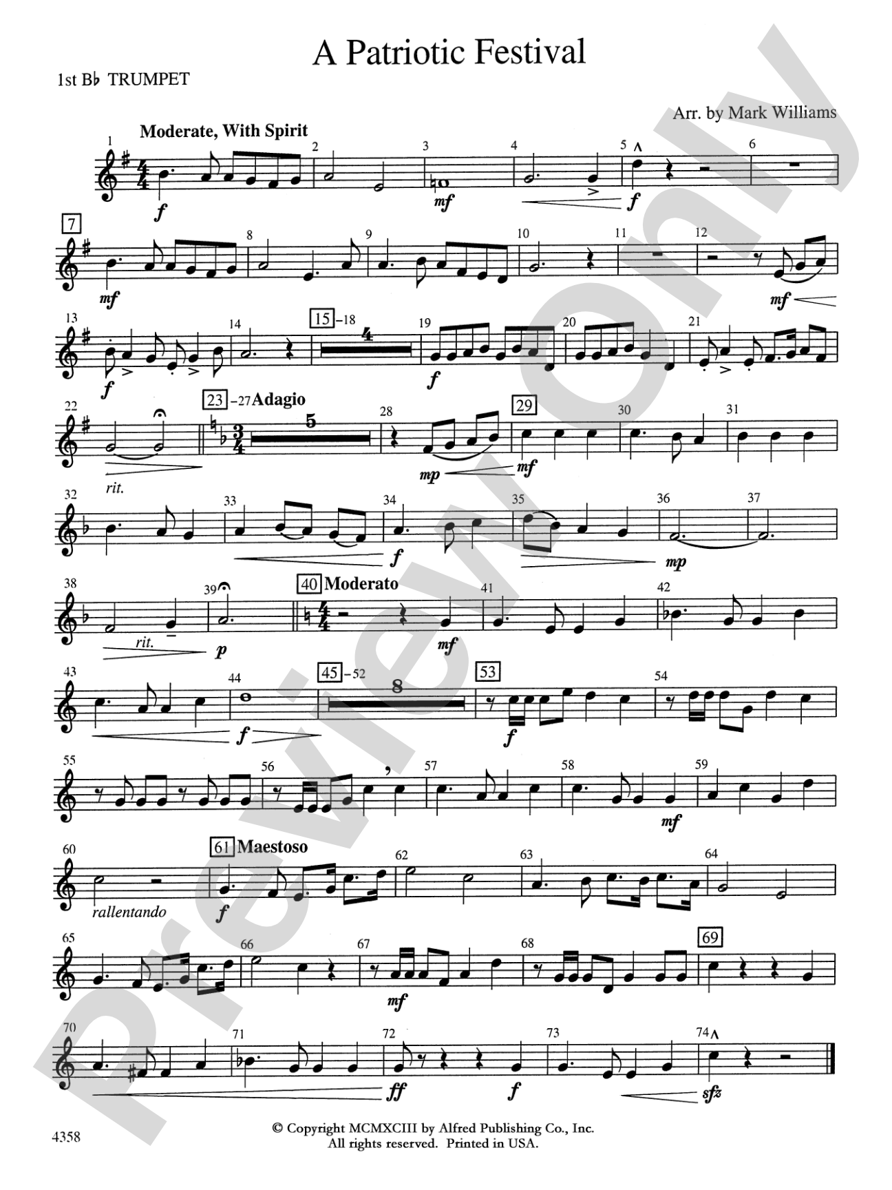 A Patriotic Festival: 1st B-flat Trumpet