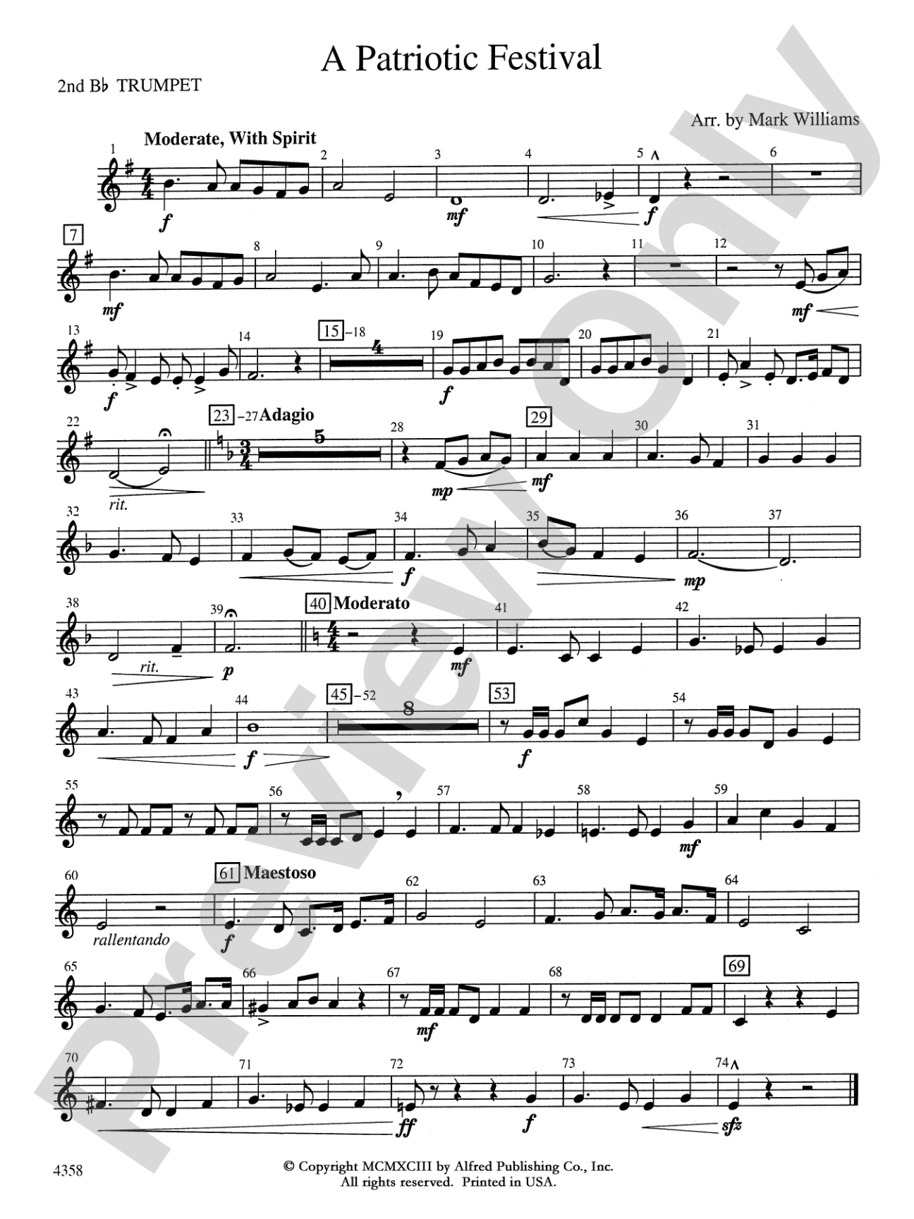 A Patriotic Festival: 2nd B-flat Trumpet