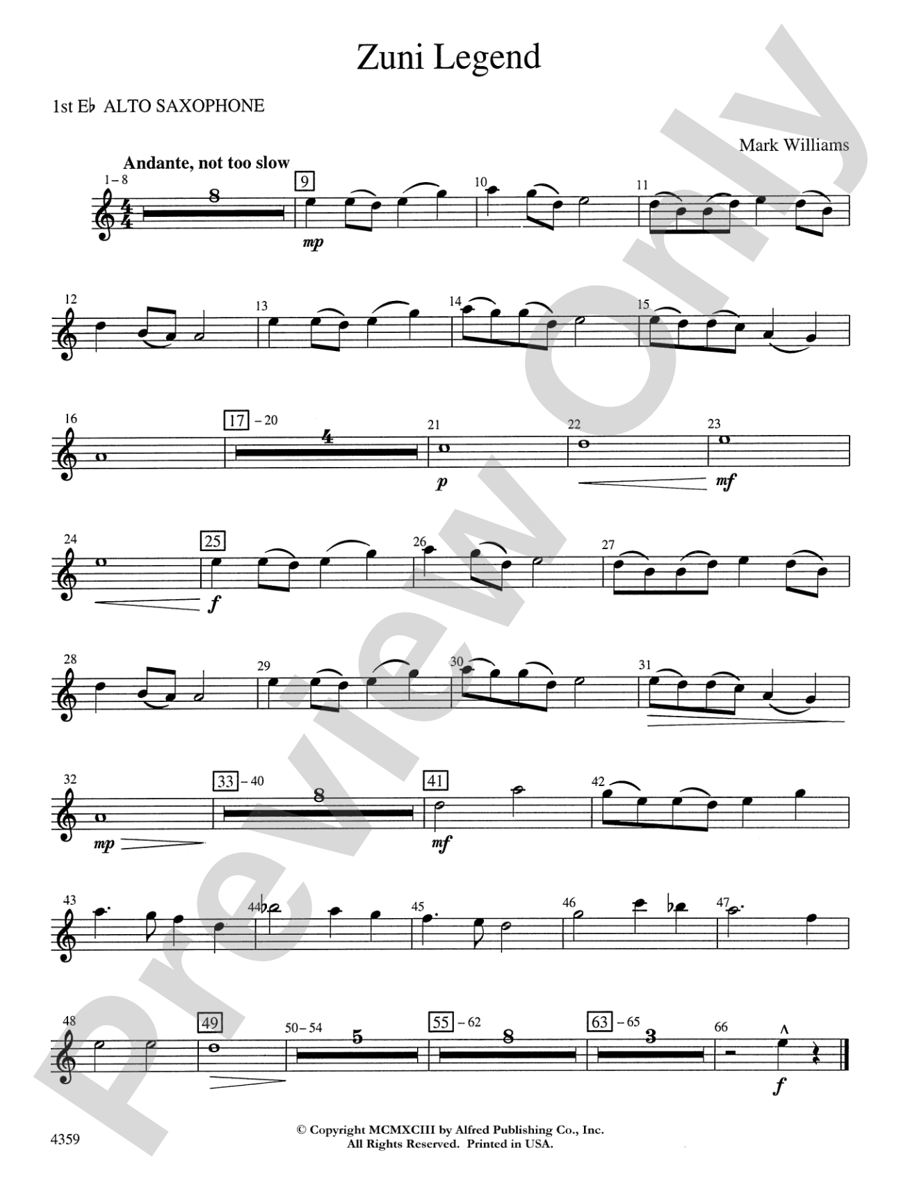 Zuni Legend: E-flat Alto Saxophone