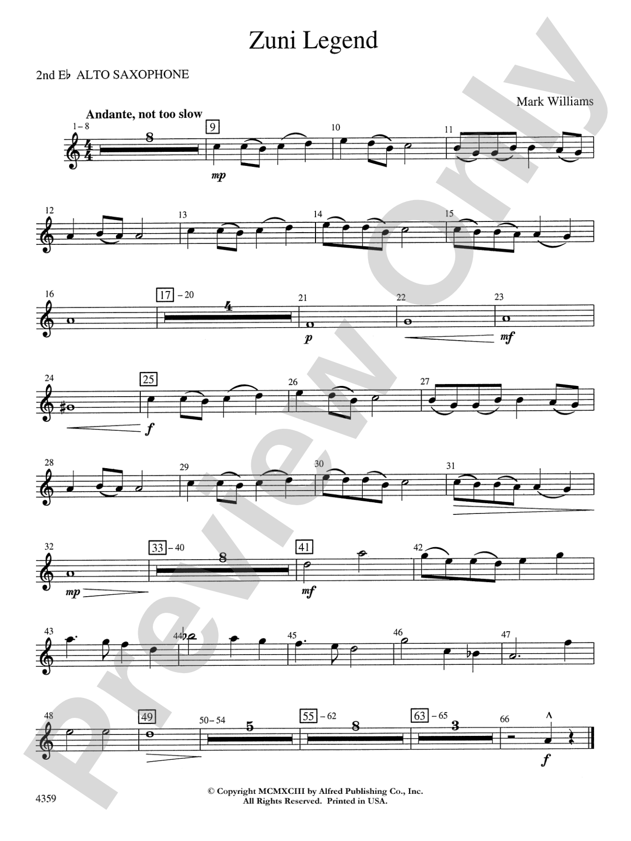 Zuni Legend: 2nd E-flat Alto Saxophone