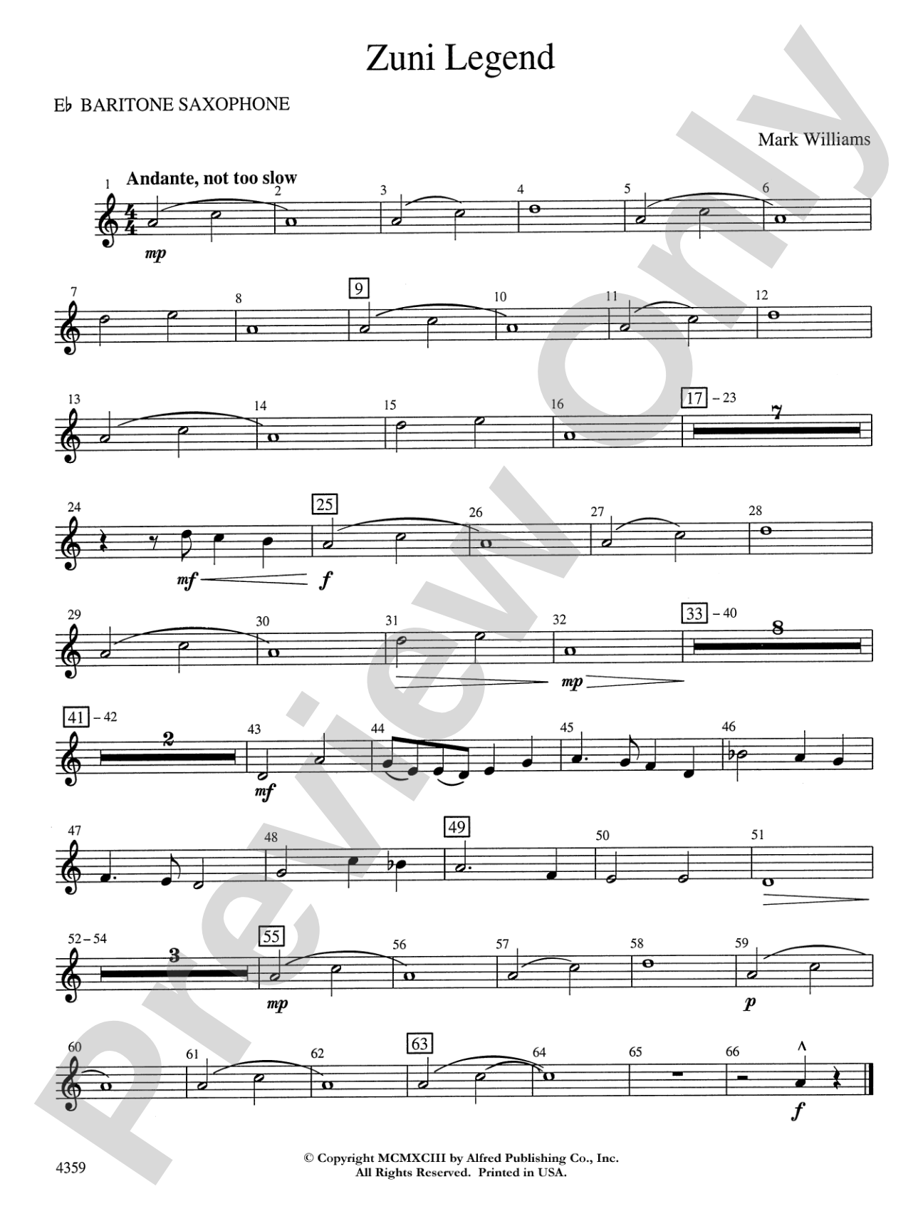 Zuni Legend: E-flat Baritone Saxophone
