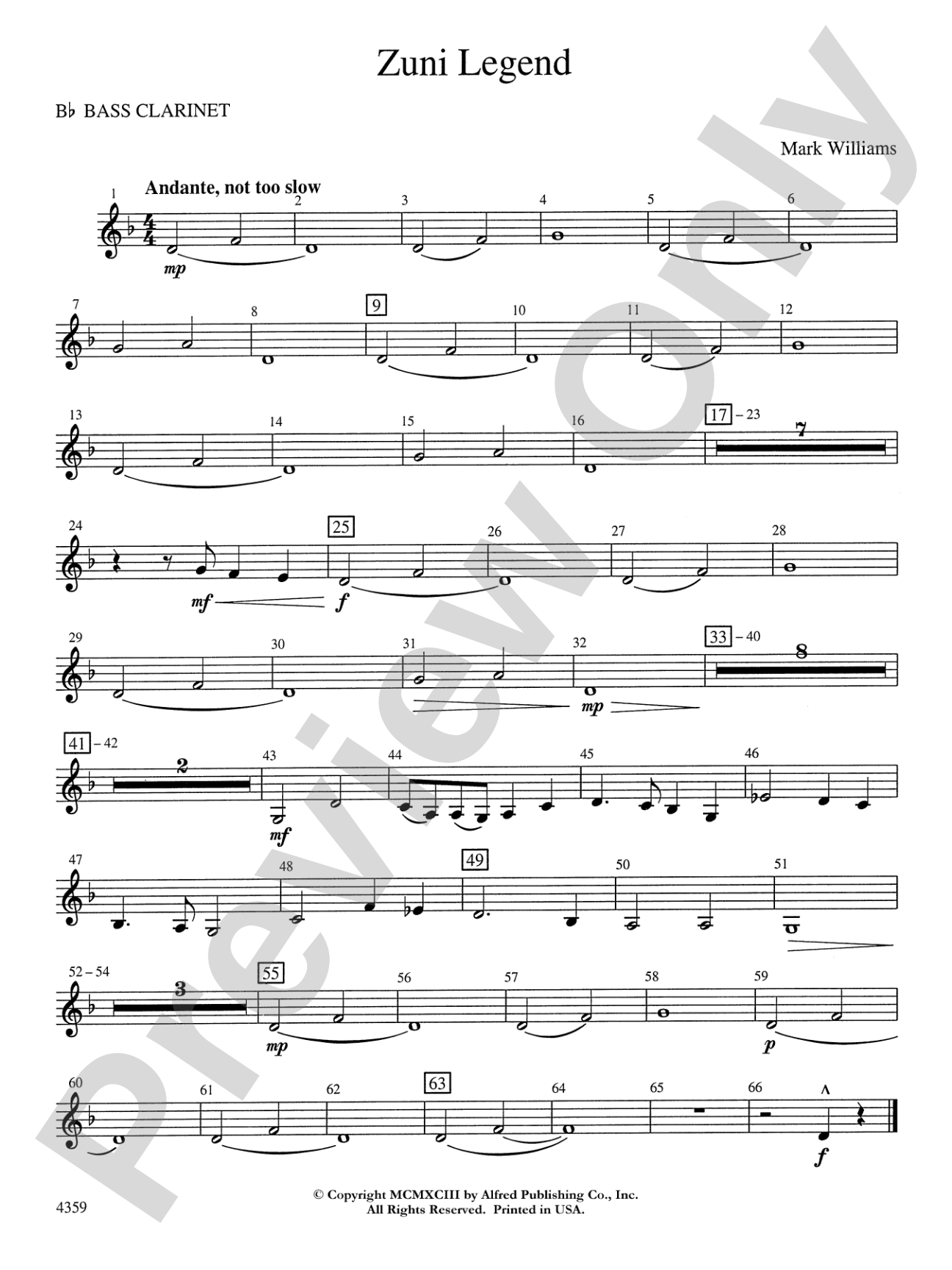 Zuni Legend: B-flat Bass Clarinet
