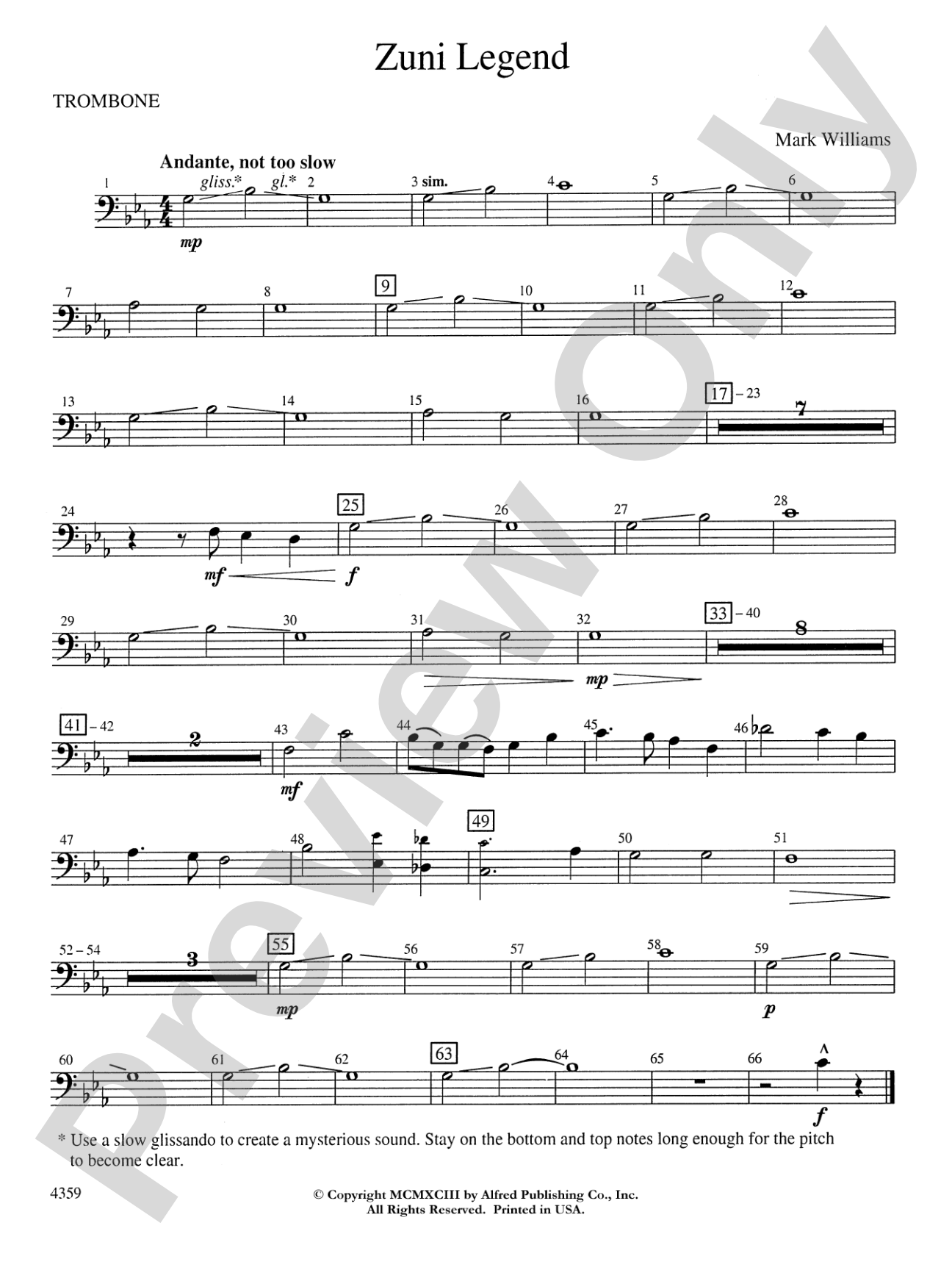 Zuni Legend: 1st Trombone