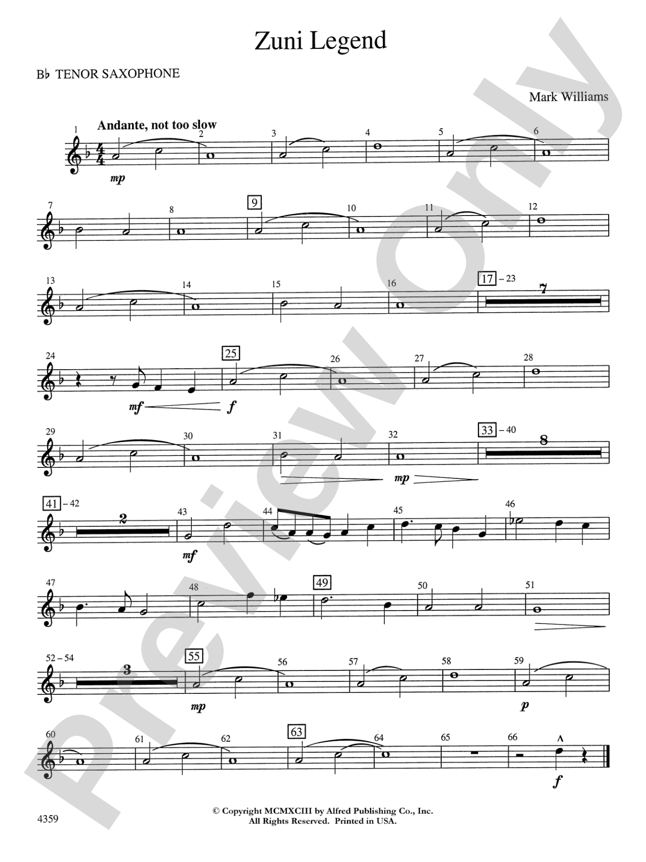 Zuni Legend: B-flat Tenor Saxophone