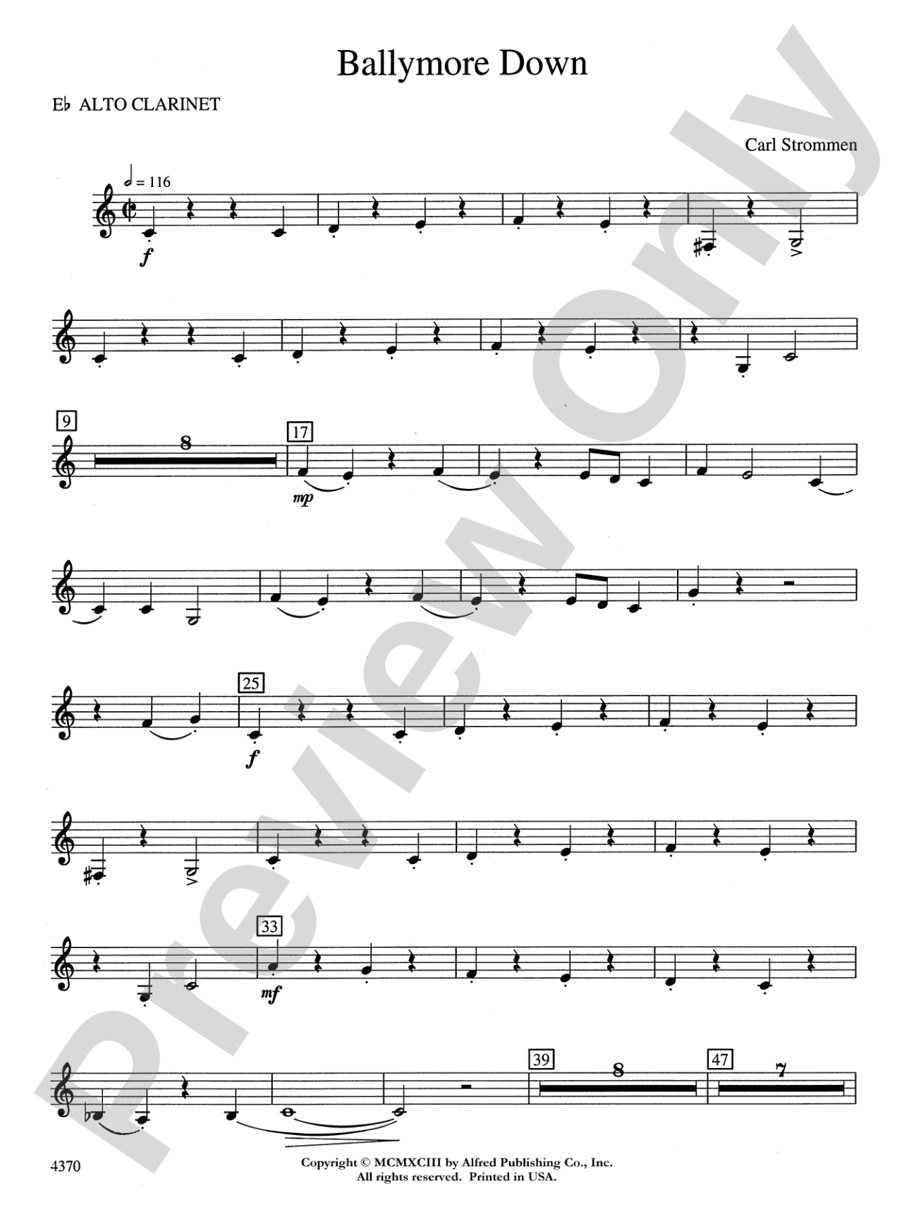 Ballymore Down: E-flat Alto Clarinet