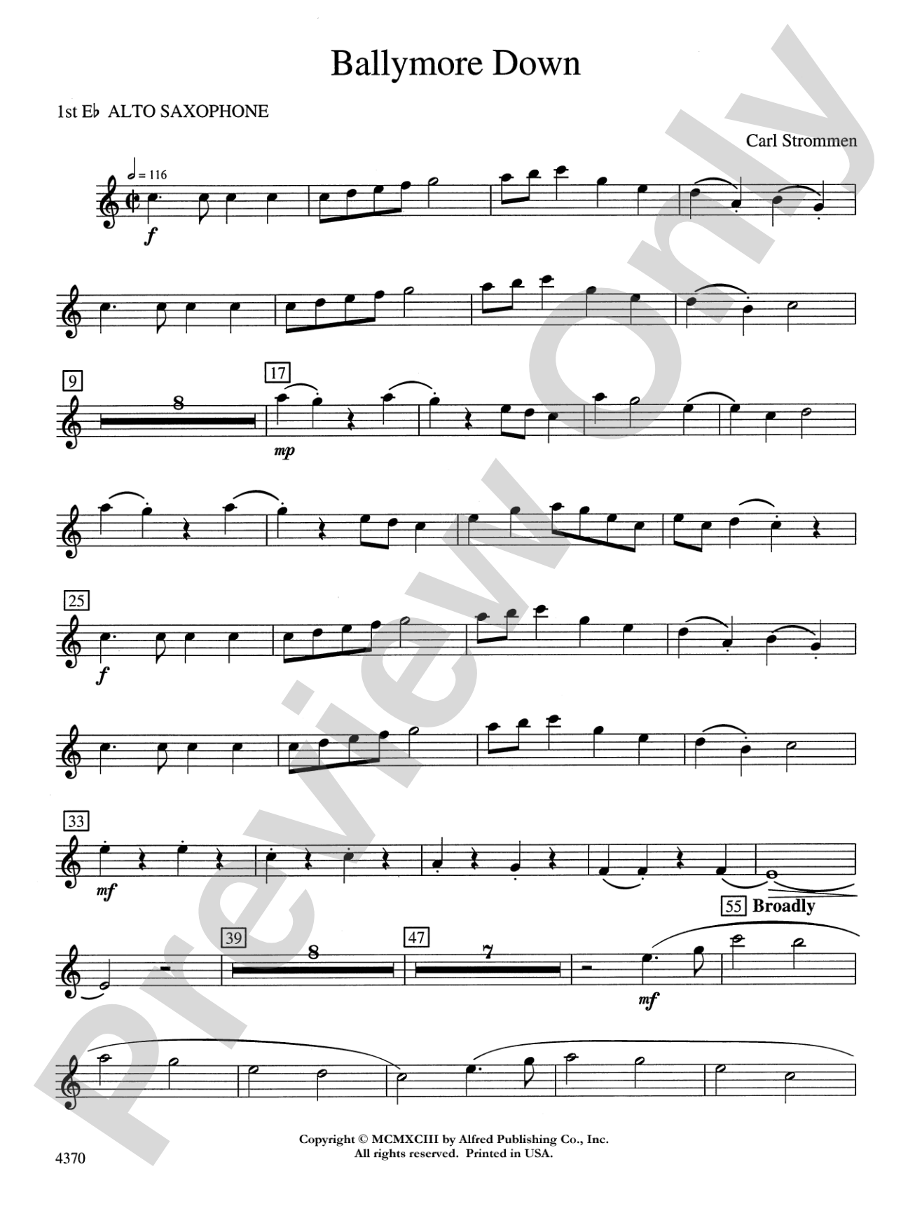 Ballymore Down: E-flat Alto Saxophone