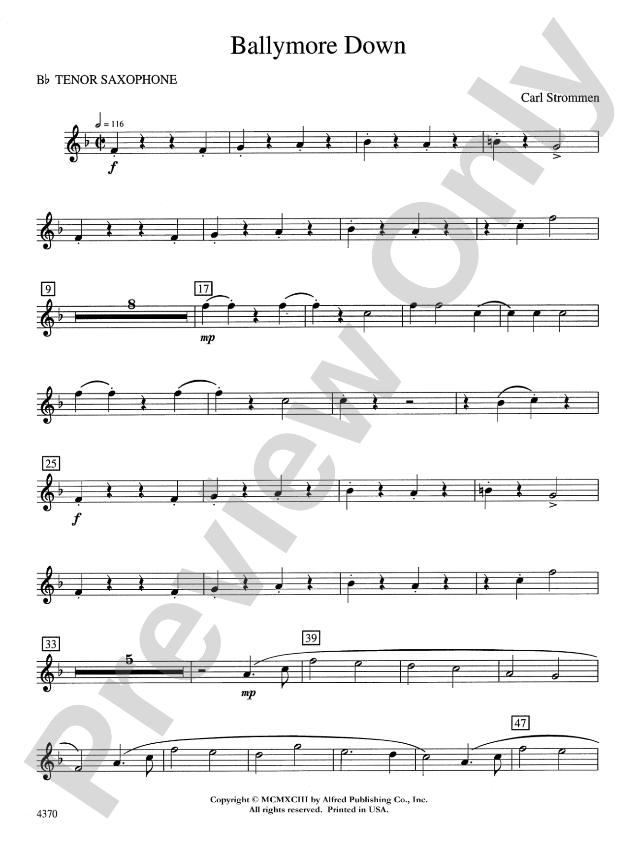Ballymore Down: B-flat Tenor Saxophone