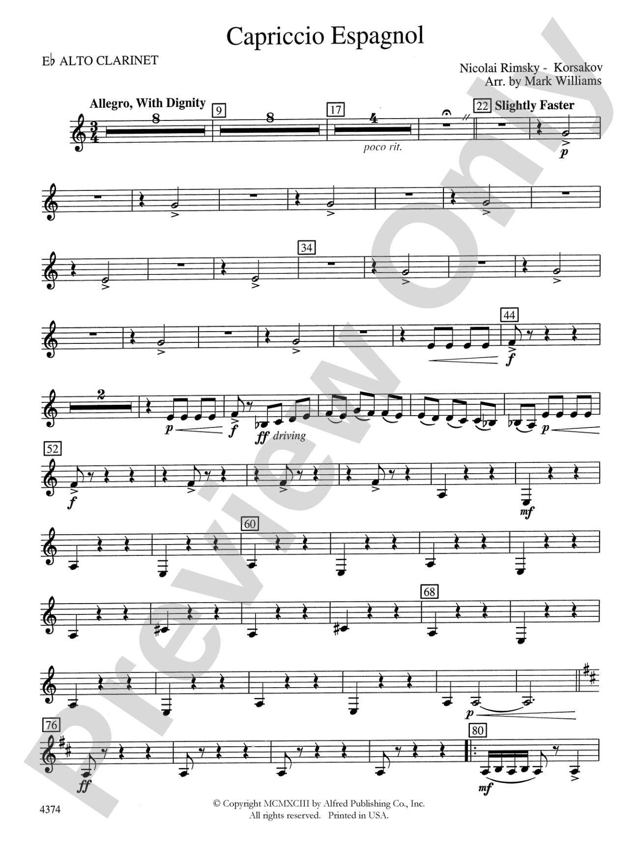 Capriccio Espagnol: E-flat Alto Clarinet