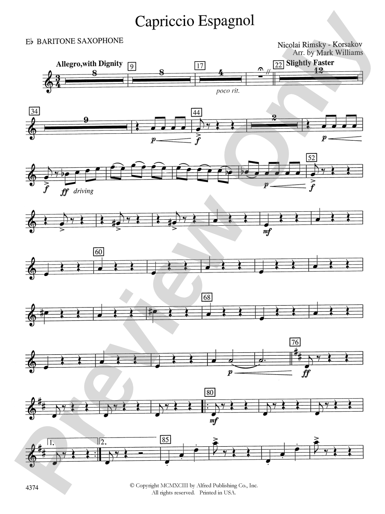 Capriccio Espagnol: E-flat Baritone Saxophone