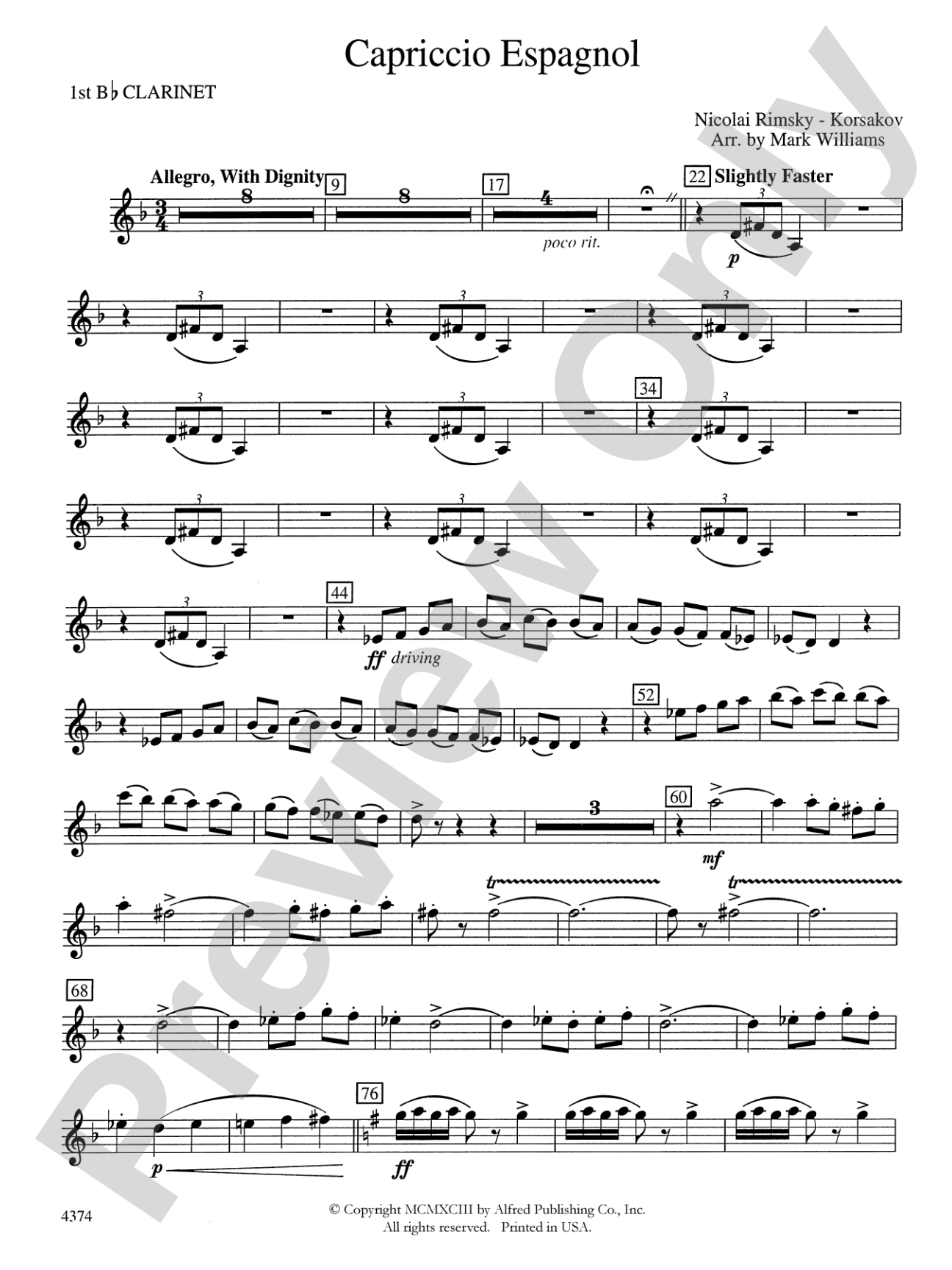 Capriccio Espagnol: 1st B-flat Clarinet
